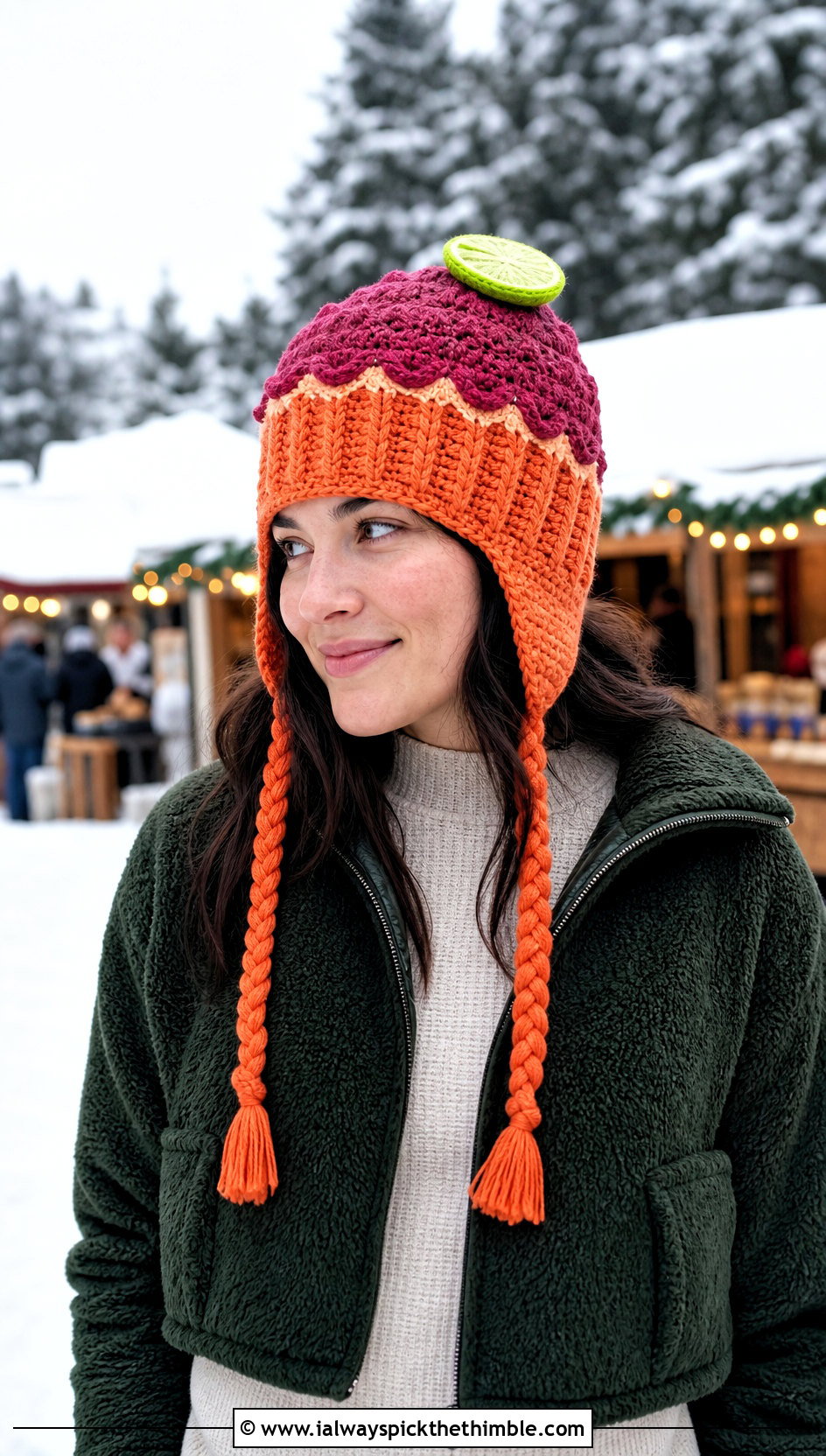 Earflap Crochet Cupcake Hat With Fleece And Cargo Pants - 20 crochet cupcake hat outfit ideas