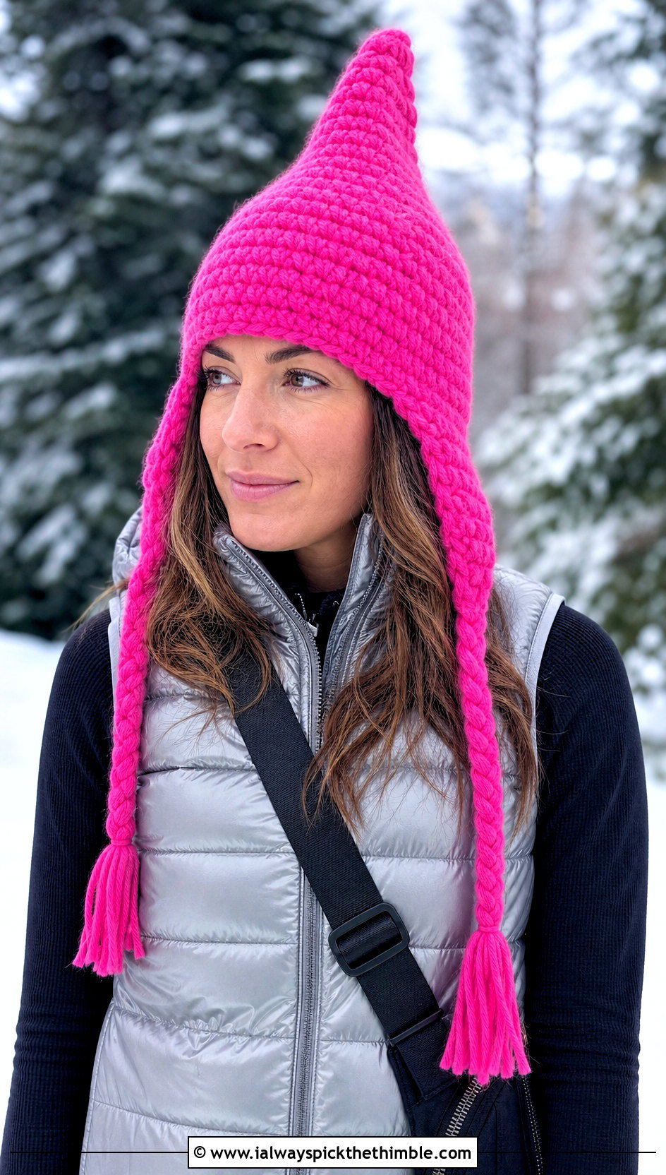 Earflap Crochet Gnome Hat With Puffer Vest - 25 crochet gnome hat outfit ideas