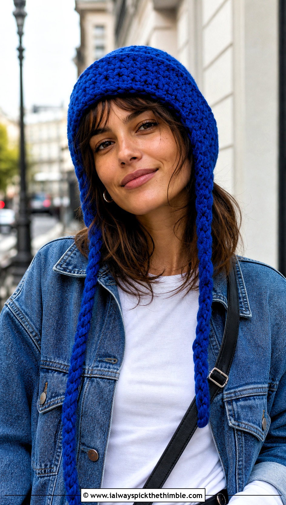 Earflap Crochet Hat With Braids And Denim Jacket - 20 crochet hat with braids outfit ideas