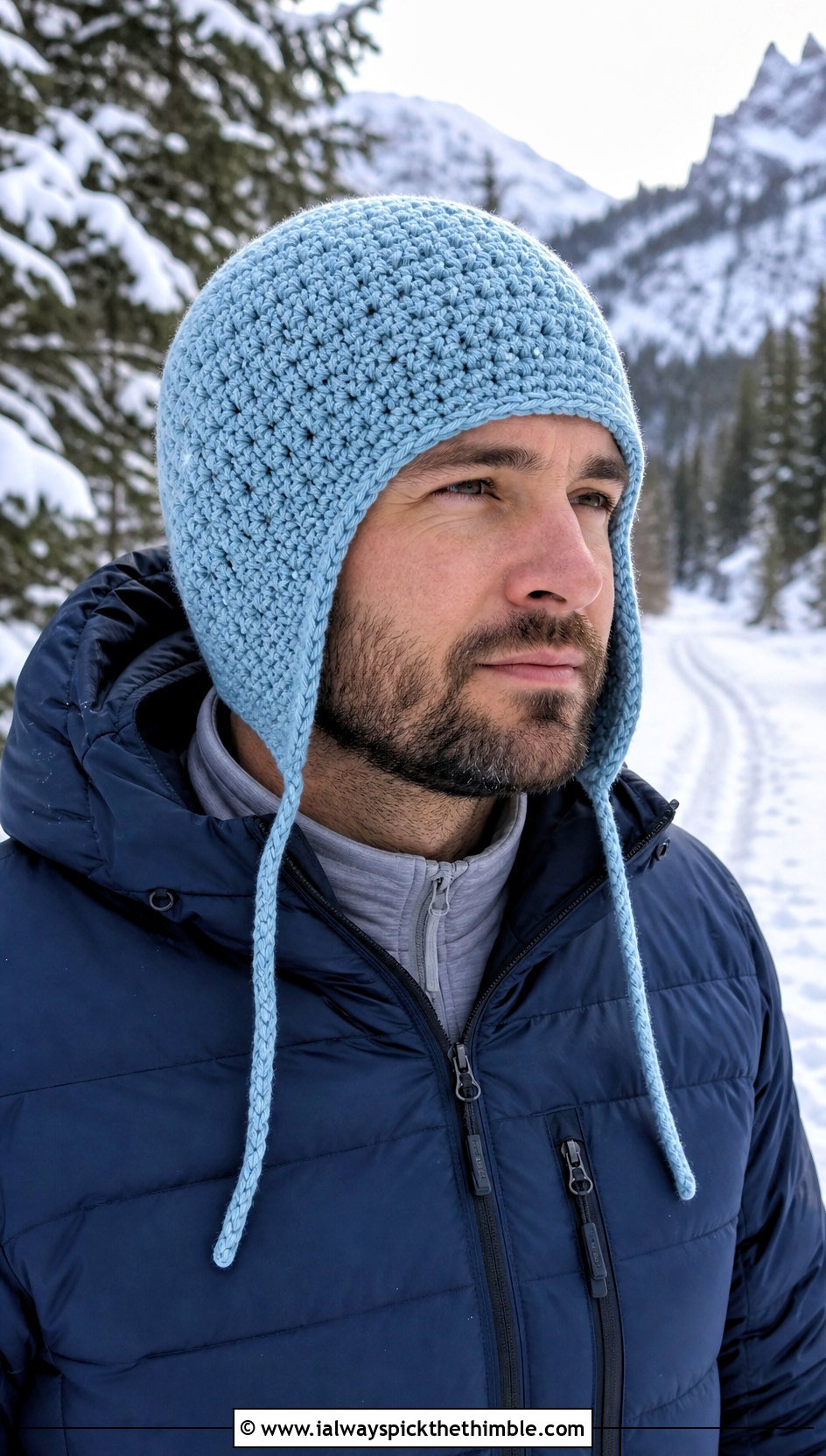 Earflap Crochet Hat With Puffer Jacket And Hiking Pants - 25 crochet hat for men outfit ideas