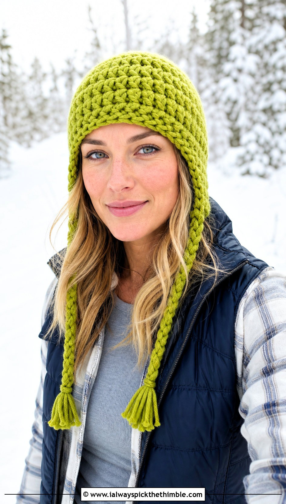 Earflap Crochet Hat With Puffer Vest And Leggings - 15 Country Cottage Crochet Hat outfit ideas