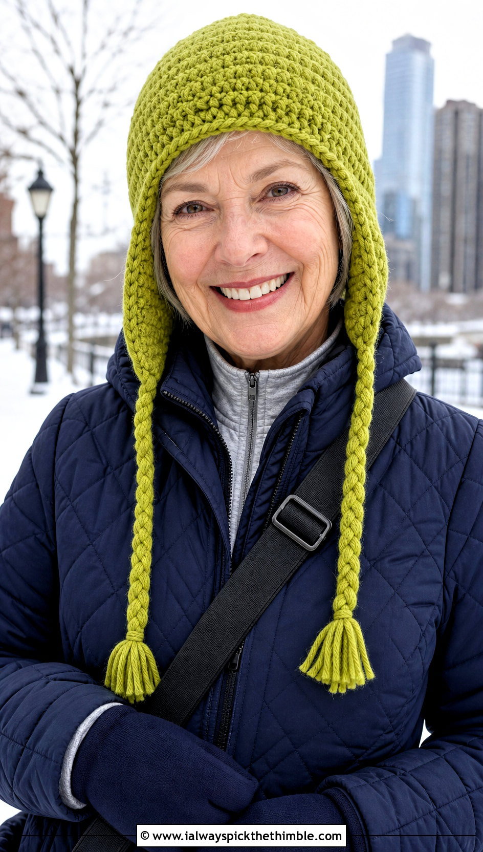 Earflap Crochet Hat With Quilted Coat - 20 Crochet Hat For Grandma outfit ideas