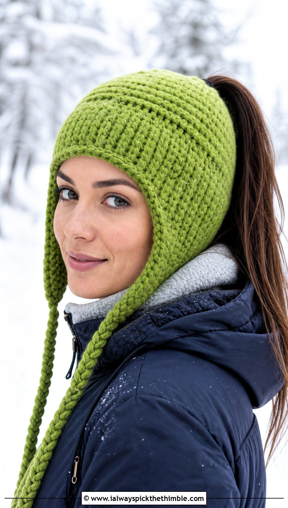 Earflap Crochet Ponytail Beanie With Parka - 20 Crochet Ponytail Beanie outfit ideas