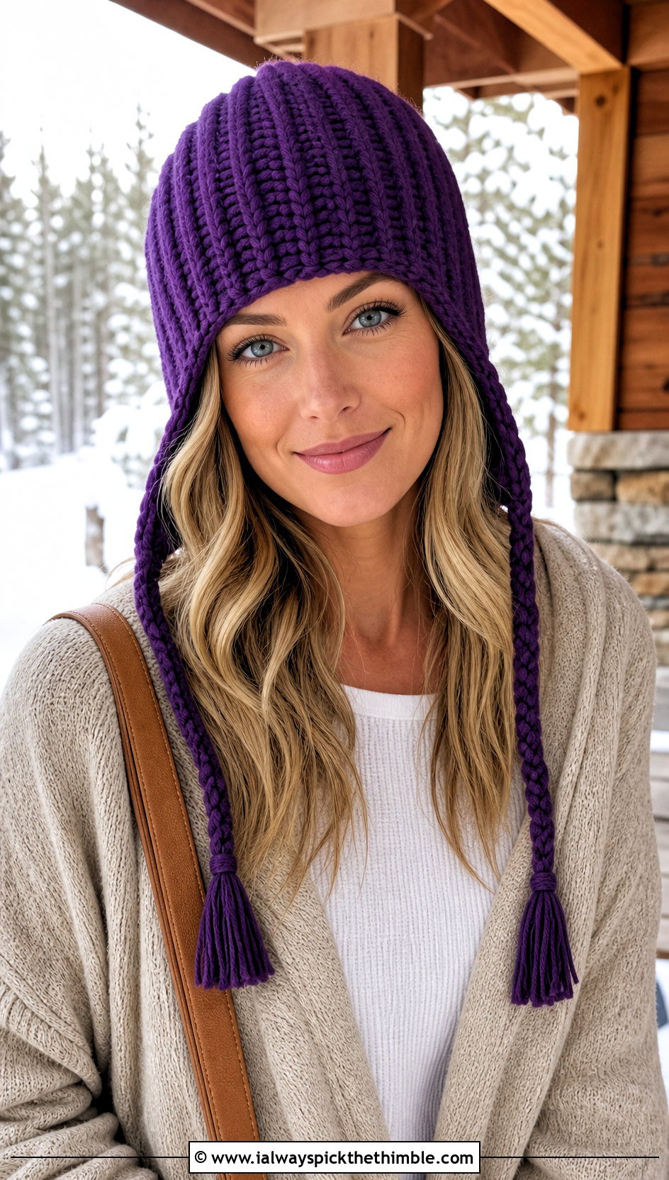 Earflap Crochet Ribbed Beanie With Longline Cardigan - 20 easy crochet ribbed beanie outfit ideas
