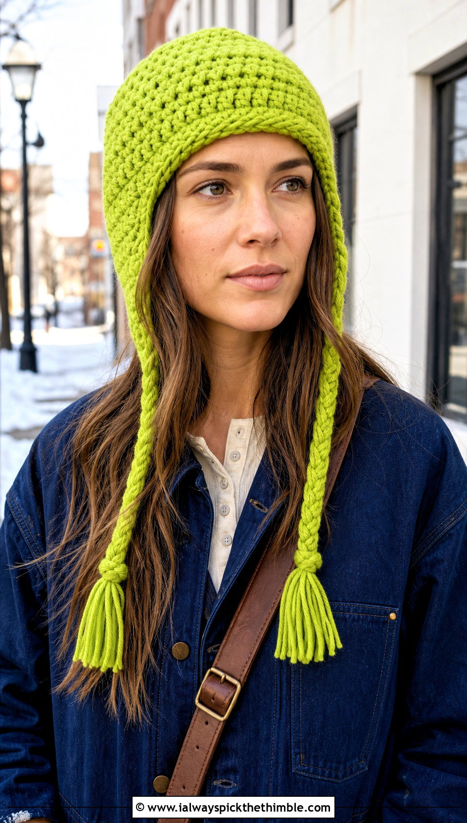 Earflap Crocheted Stocking Cap With Chore Coat - 15 Crocheted Stocking Cap outfit ideas