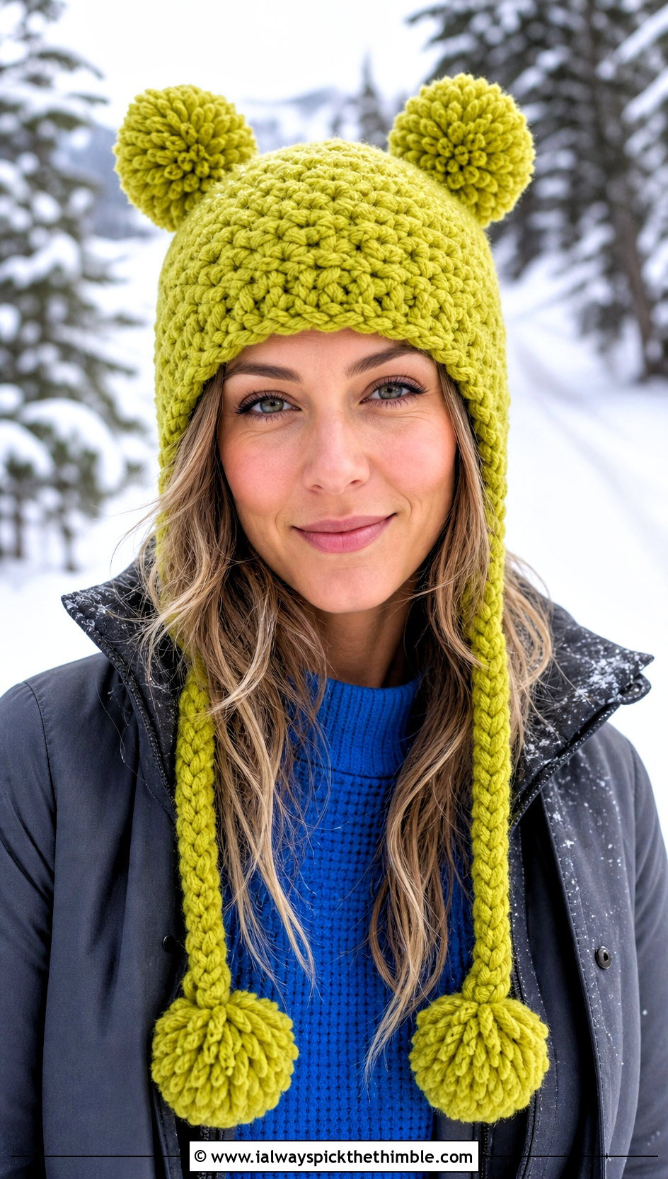Earflap Double Pompom Crochet Hat With Parka - 20 Double Pompom Crochet Hat outfit ideas