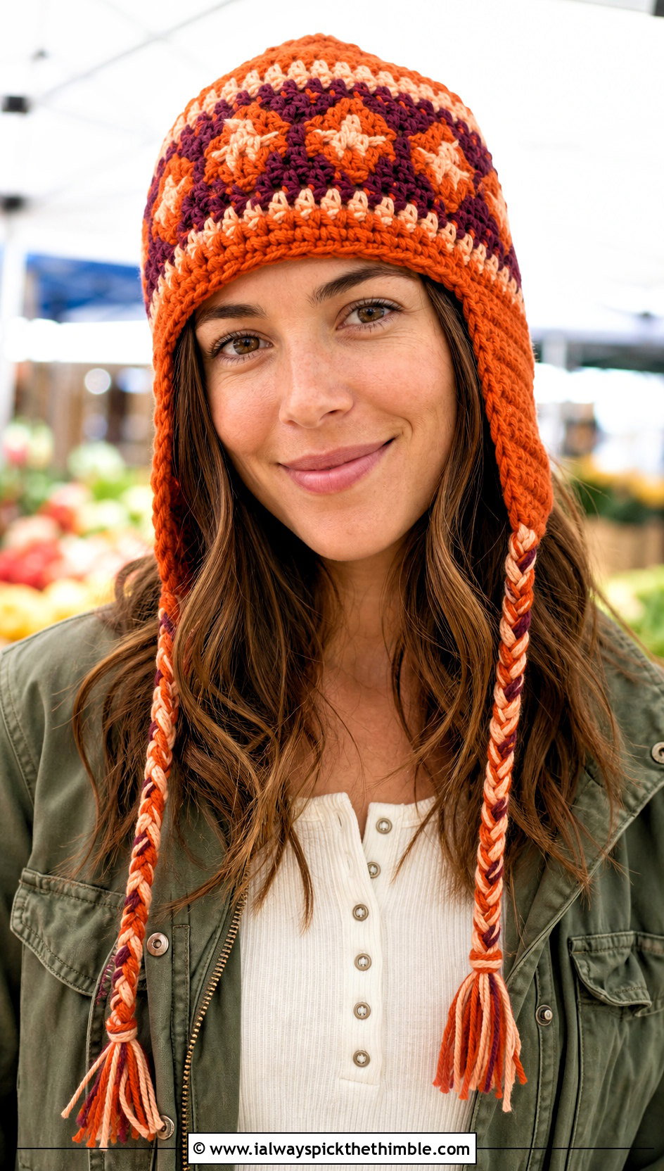 Earflap Fair Isle Crochet Hat With Utility Jacket - 20 fair isle crochet hat outfit ideas