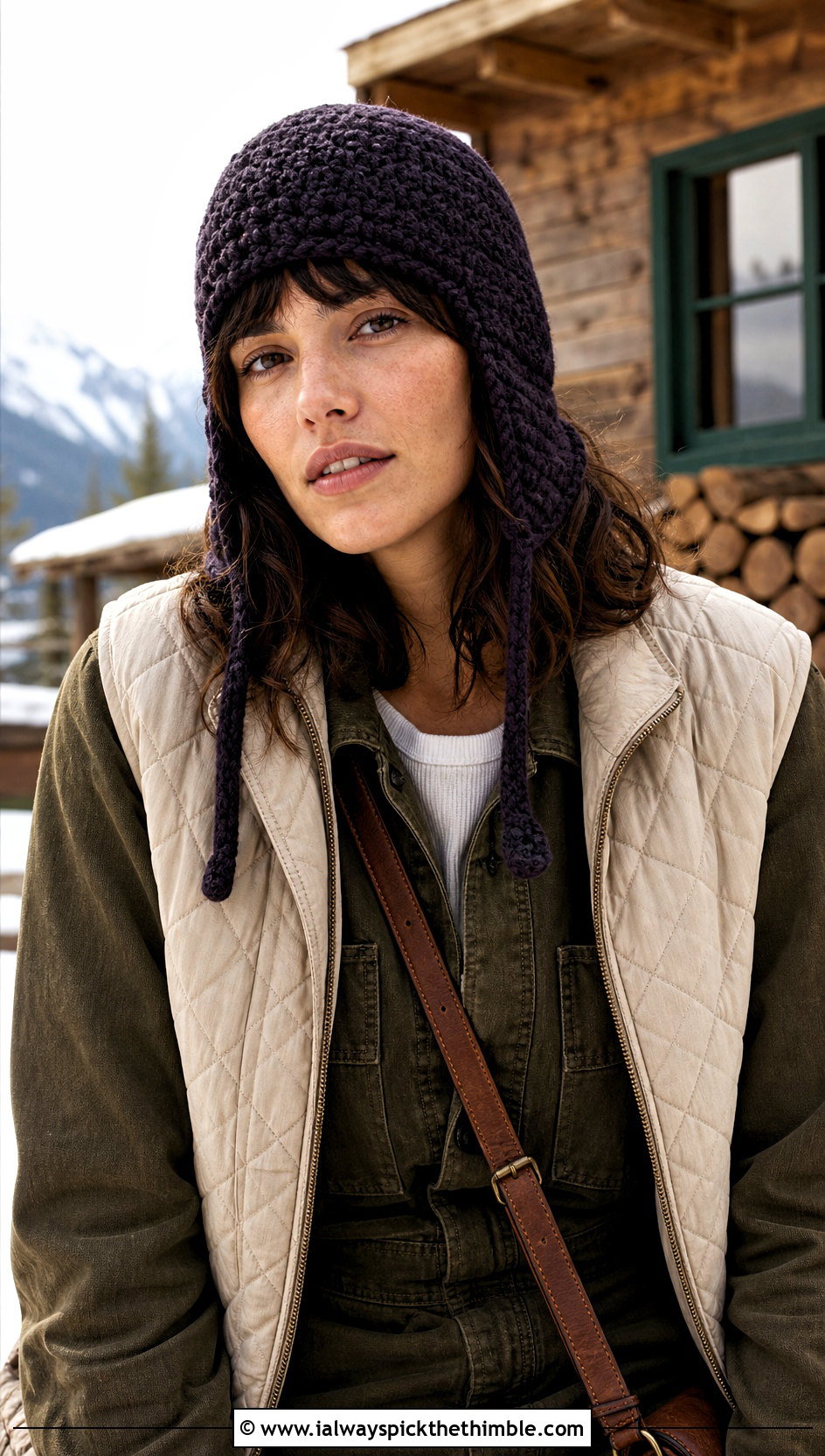 Earflap Glacier Crochet Beanie With Utility Jumpsuit - 15 Glacier Crochet Beanie outfit ideas