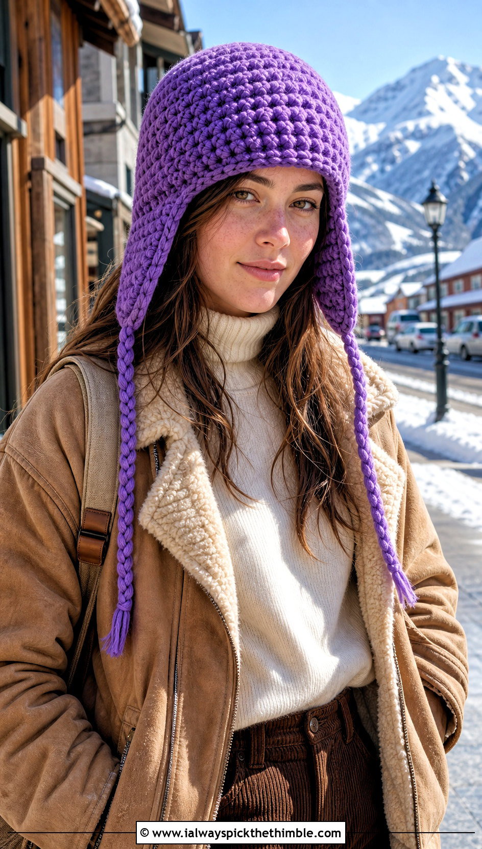 Earflap Half Double Crochet Hat With Shearling Jacket And Corduroy Pants - 20 Half Double Crochet Hat outfit ideas