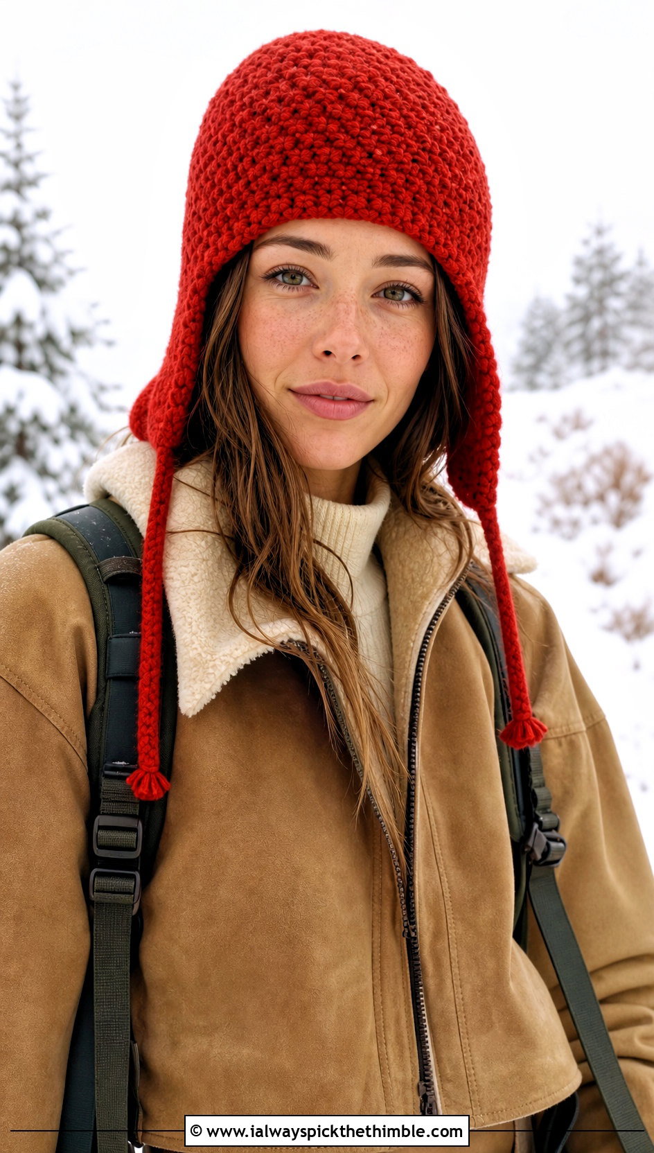 Earflap Moss Stitch Hat With Shearling Jacket - 20 Crochet Moss Stitch Hat outfit ideas
