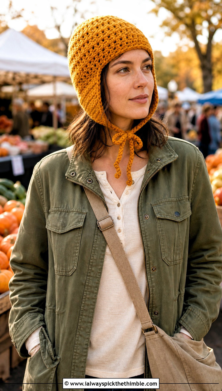 Earflap One Hour Crochet Hat With A Utility Jacket - 20 One Hour Crochet Hat outfit ideas