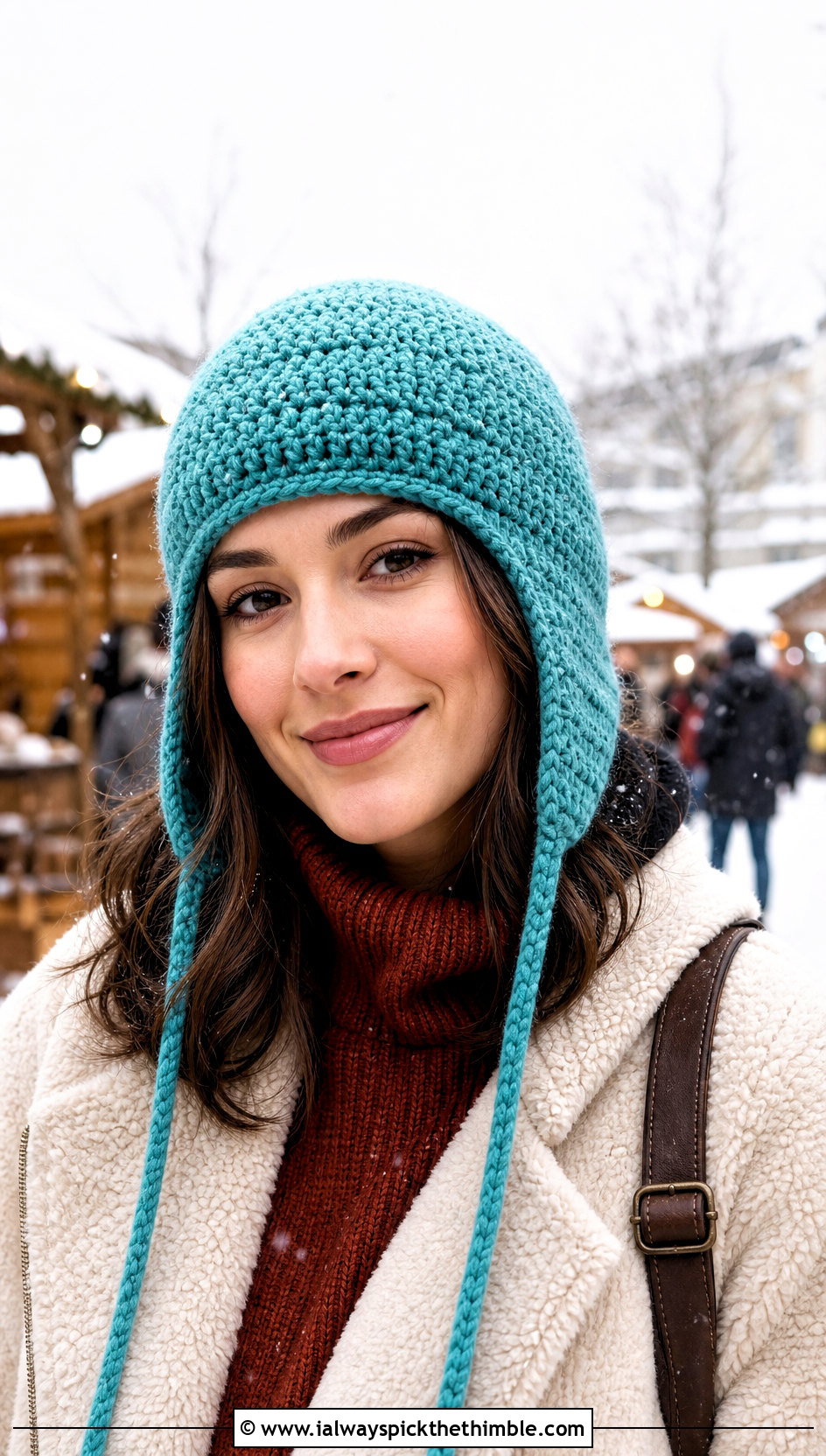 Earflap Single Crochet Beanie With Shearling Jacket And Corduroy Pants - 25 single crochet beanie outfit ideas