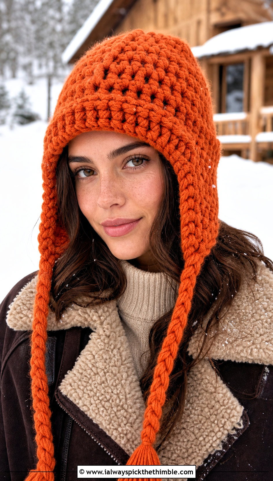 Earflap Softee Chunky Crochet Hat With Shearling Jacket - 15 Softee Chunky Crochet Hat outfit ideas