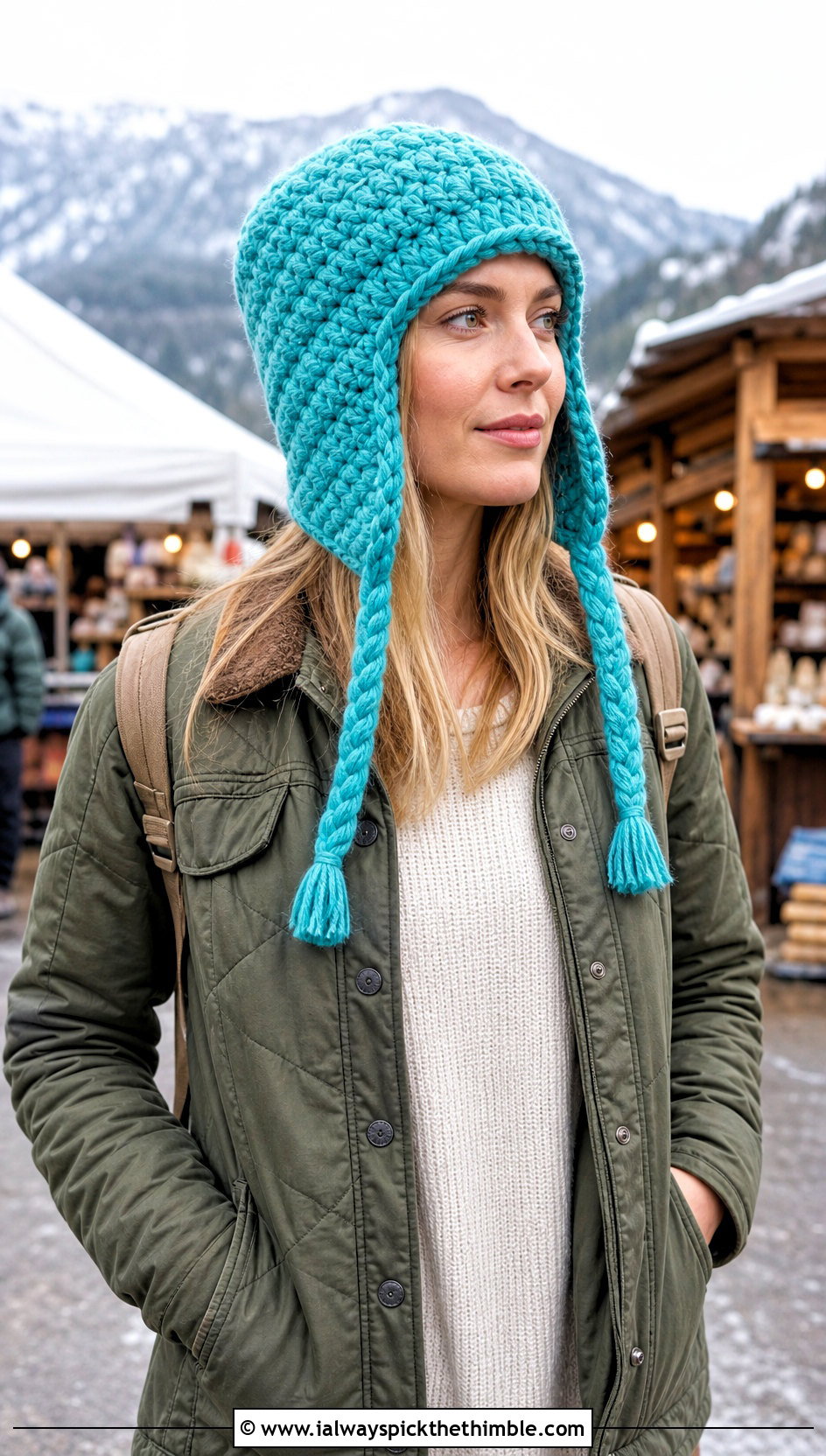 Earflap Super Bulky Crochet Hat With Utility Jacket - 15 Crochet Hat With Super Bulky Yarn outfit ideas