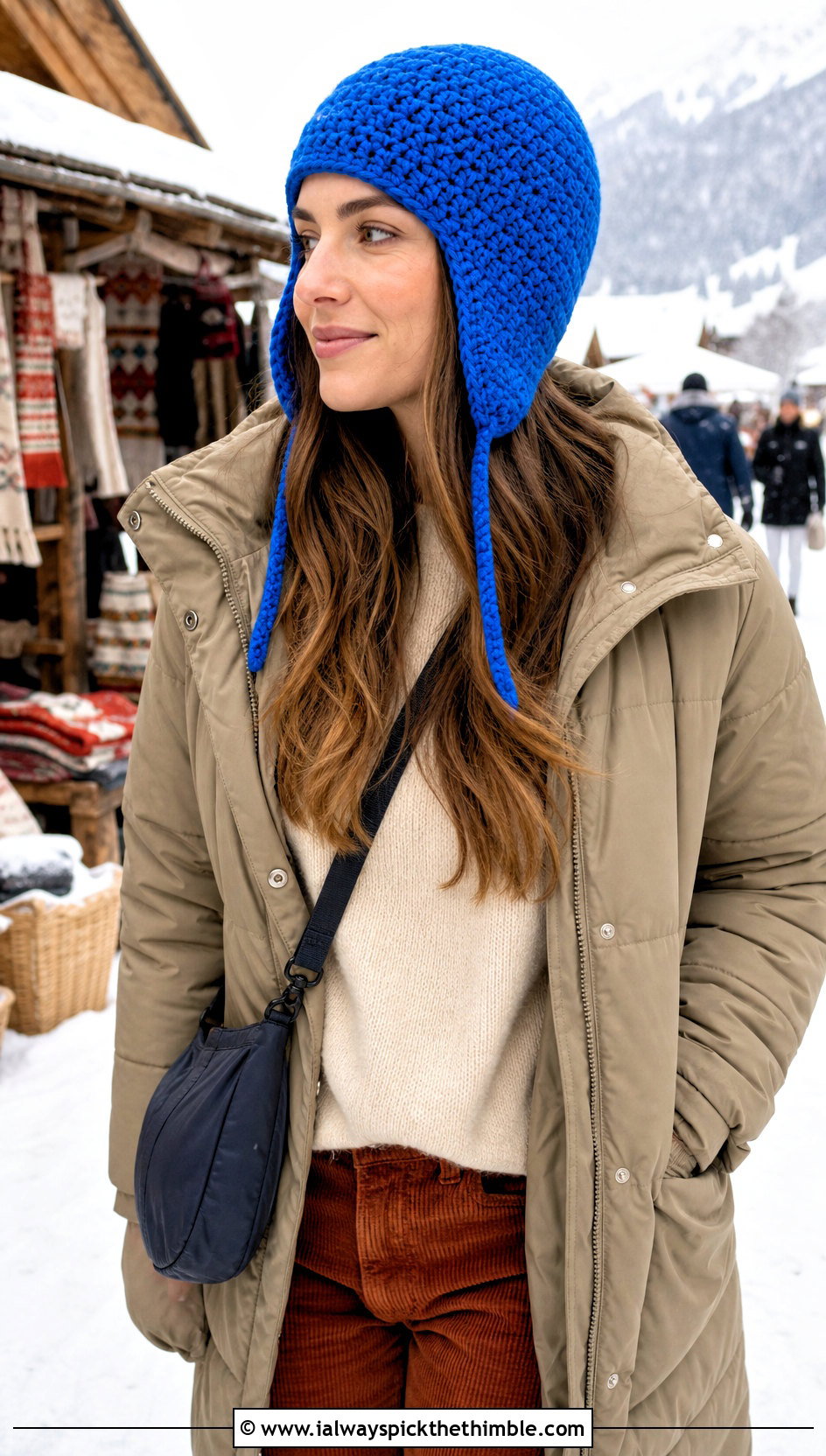 Earflap Top Down Crochet Beanie With Parka And Corduroy Pants - 25 top down crochet beanie outfit ideas