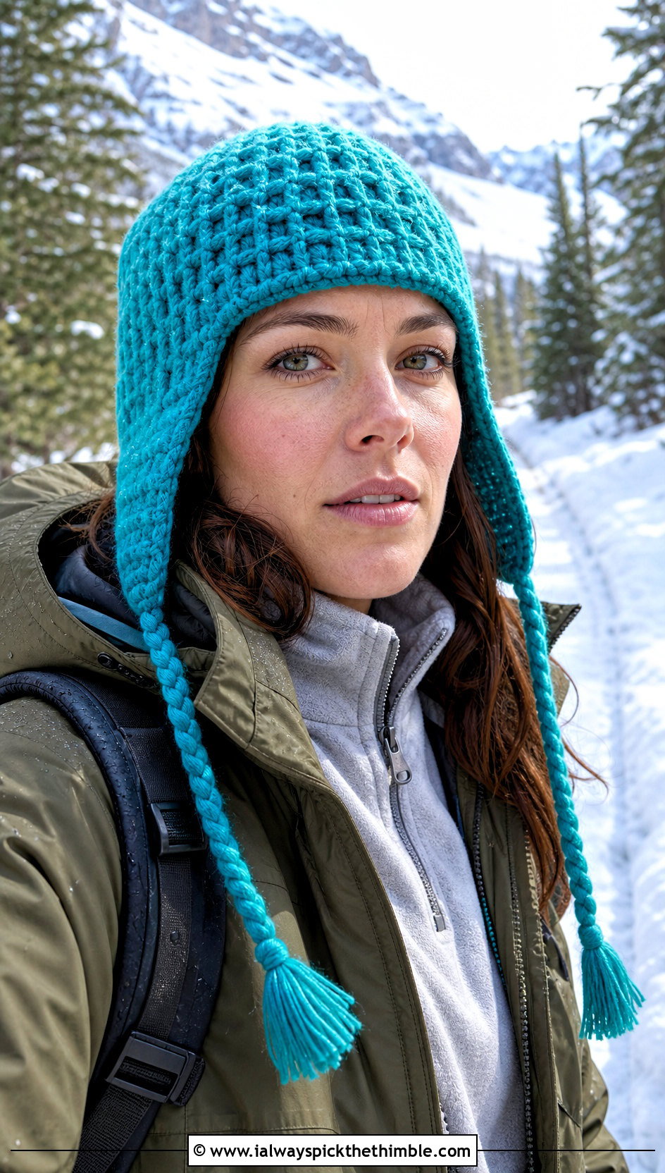 Earflap Waffle Crochet Beanie With Parka And Hiking Boots - 20 waffle crochet beanie outfit ideas