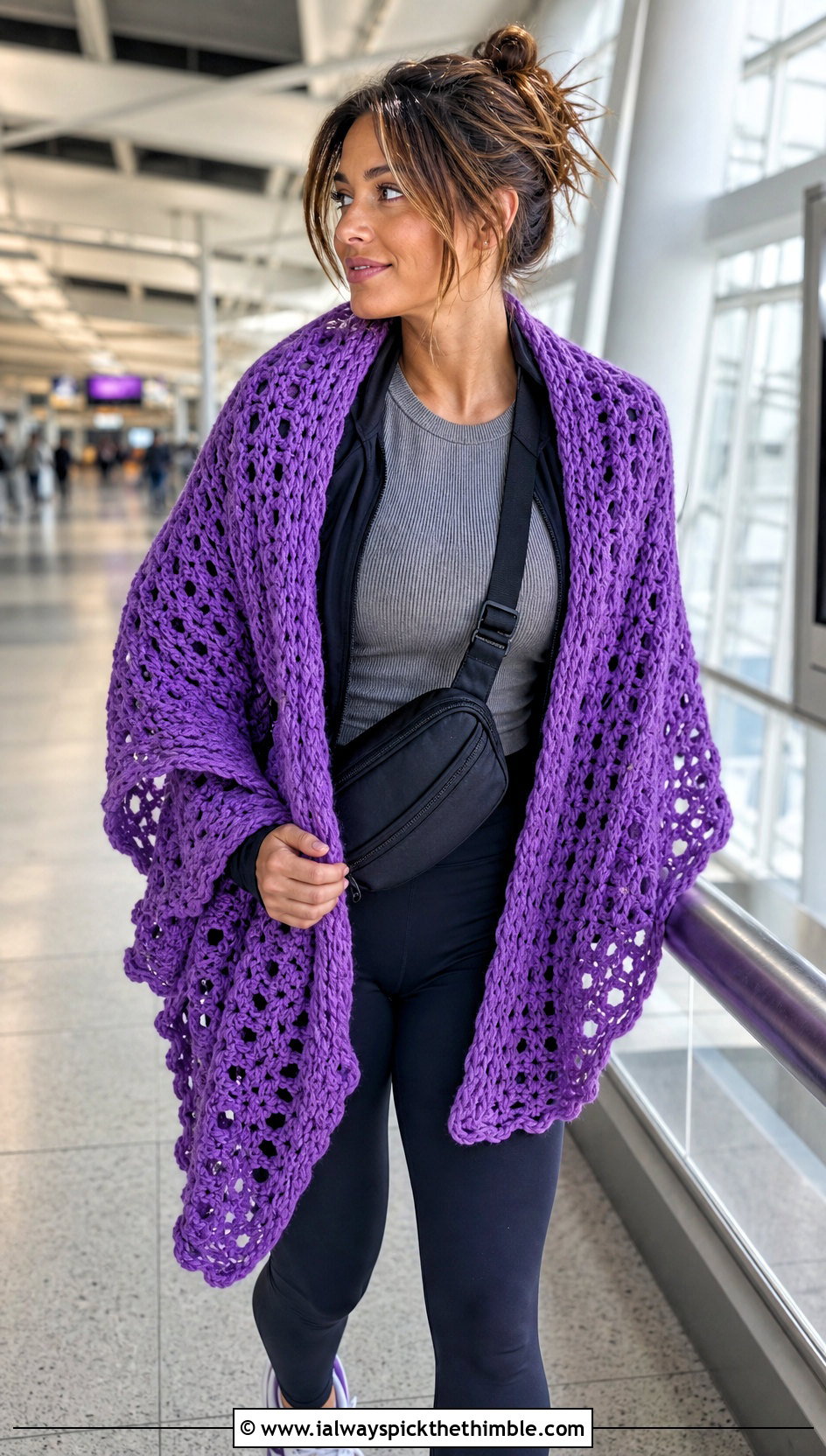 Easy Breezy Crochet Shawl With Athleisure - 15 kristin omdahl crochet shawl outfit ideas