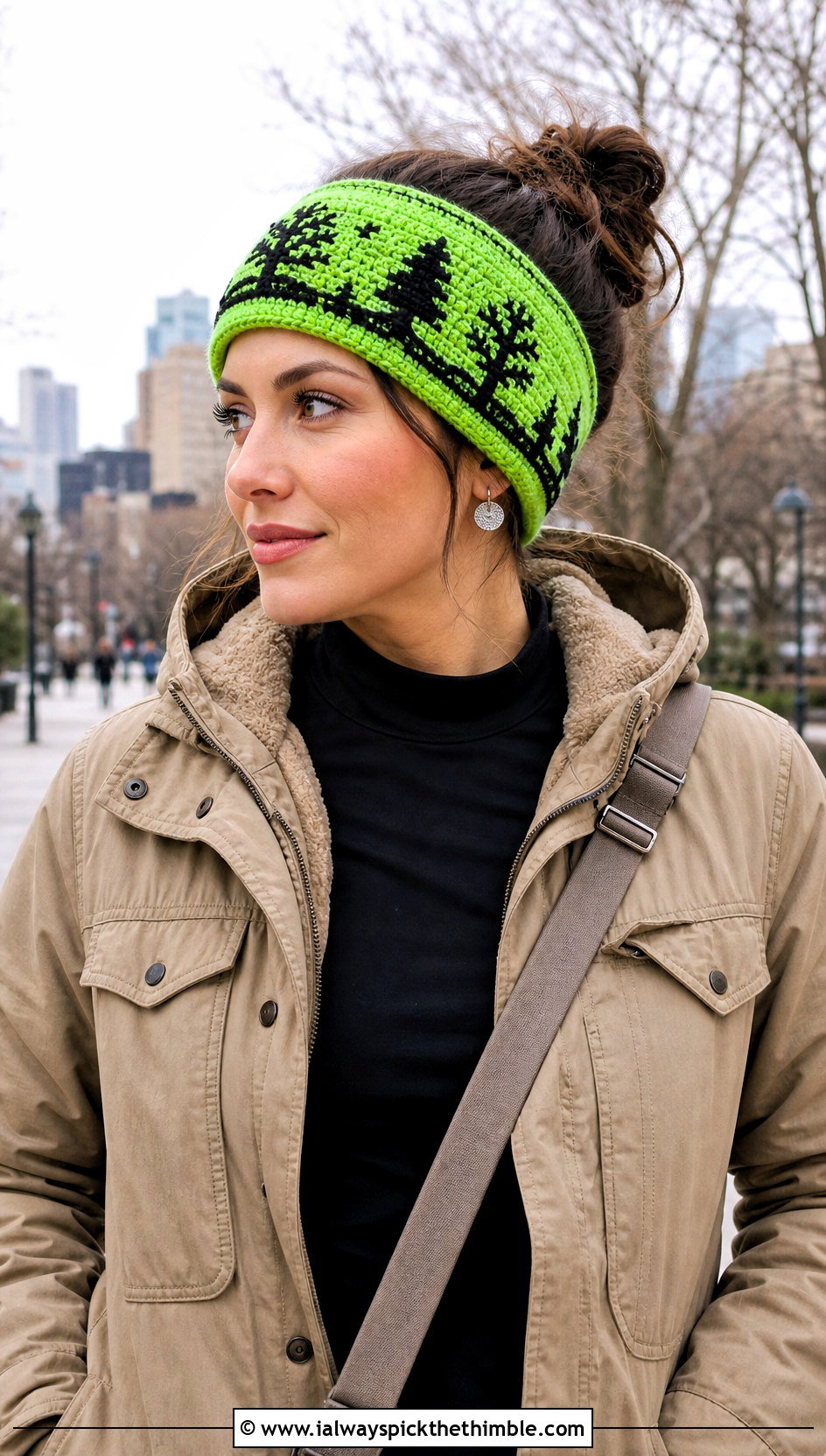 Electric Green Mosaic Crochet Winter Wonderland Headband With Utility Jacket - 15 Mosaic Crochet Winter Wonderland Headband outfit ideas