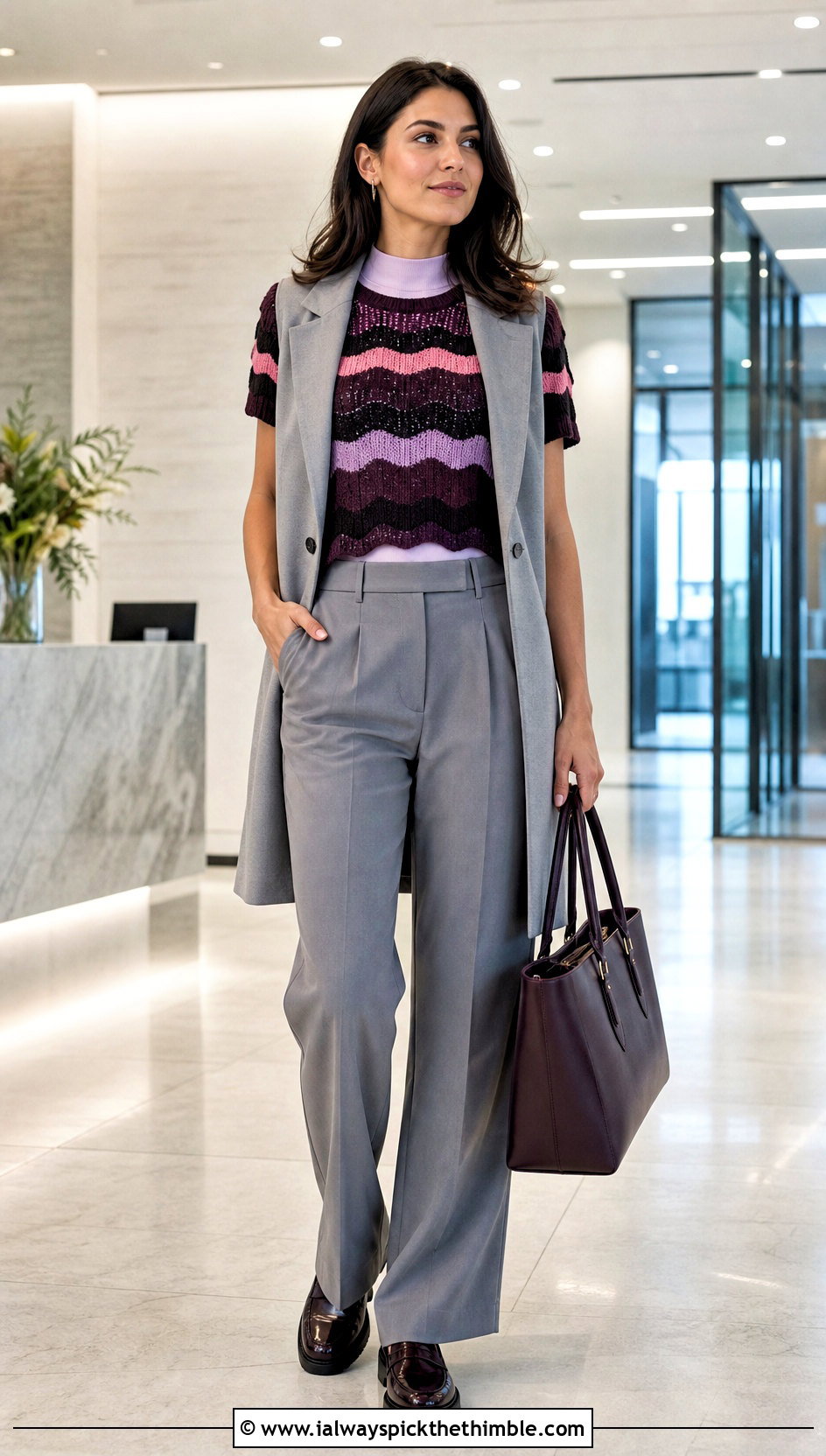 Electric Sun Crochet Tee With Pleated Office Pants - 15 electric sun crochet tee outfit ideas