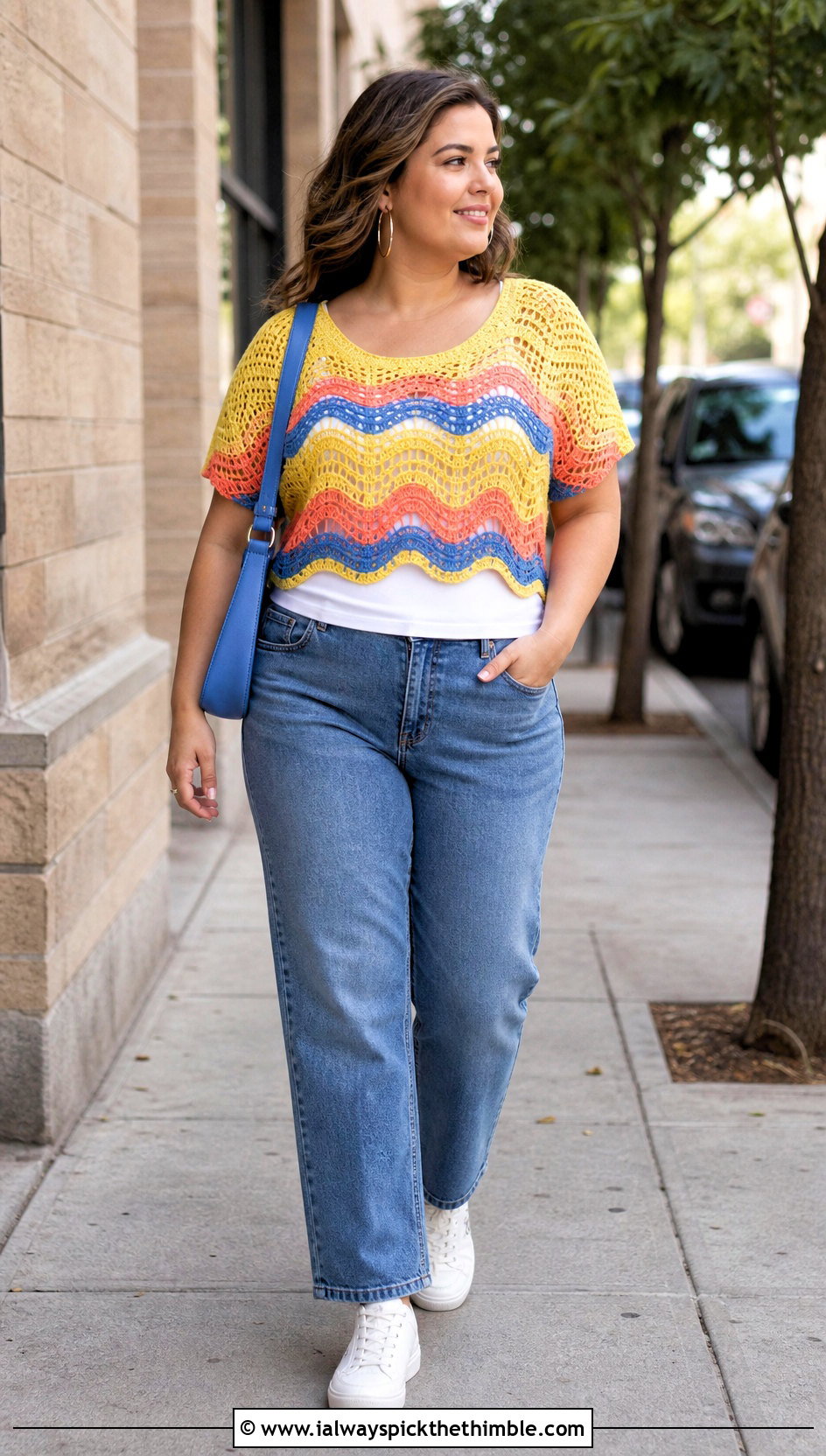 Electric Sun Crochet Tee With Straight Leg Jeans - 15 electric sun crochet tee outfit ideas