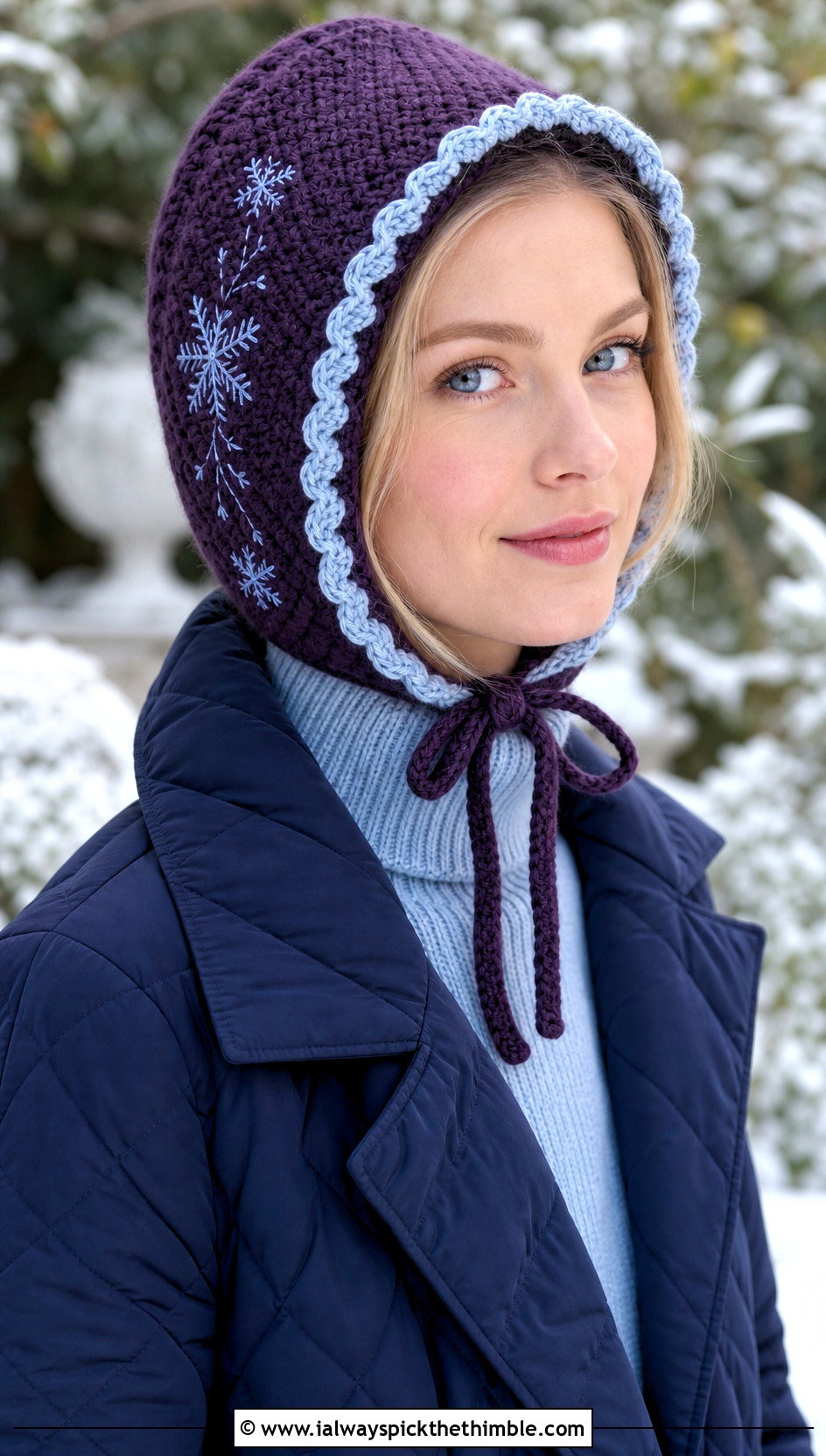 Elsa Bonnet Hat With Quilted Coat - 15 Crocheted Elsa Hat outfit ideas