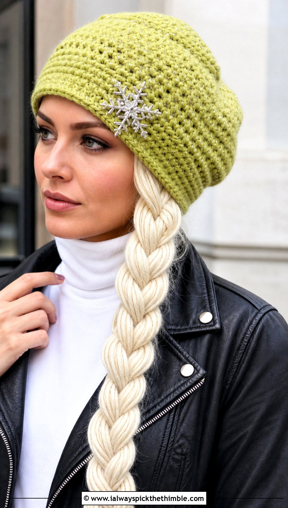 Elsa Slouchy Hat With Leather Jacket - 15 Crocheted Elsa Hat outfit ideas