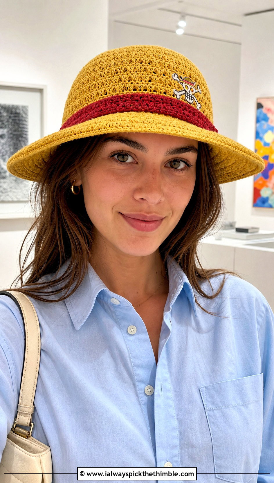 Embroidered Crochet Luffy Hat With Preppy Outfit - 15 Crochet Luffy One Piece Hat outfit ideas