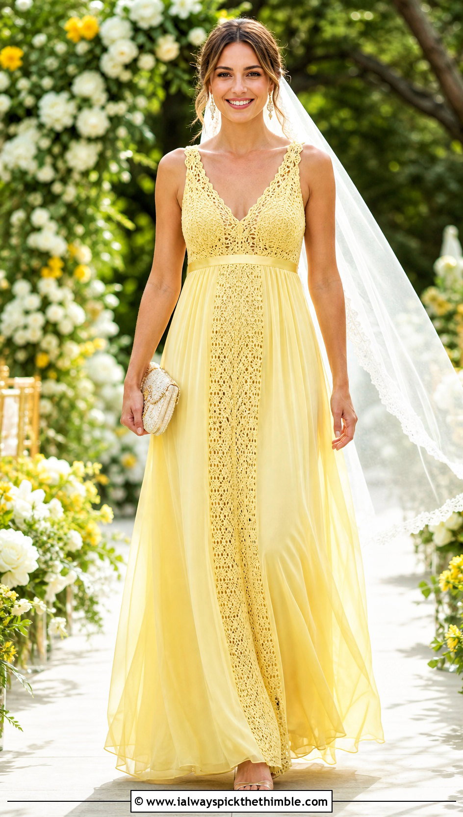 Empire Waist Crochet Lace Wedding Dress - 20 crochet lace wedding dress outfit ideas