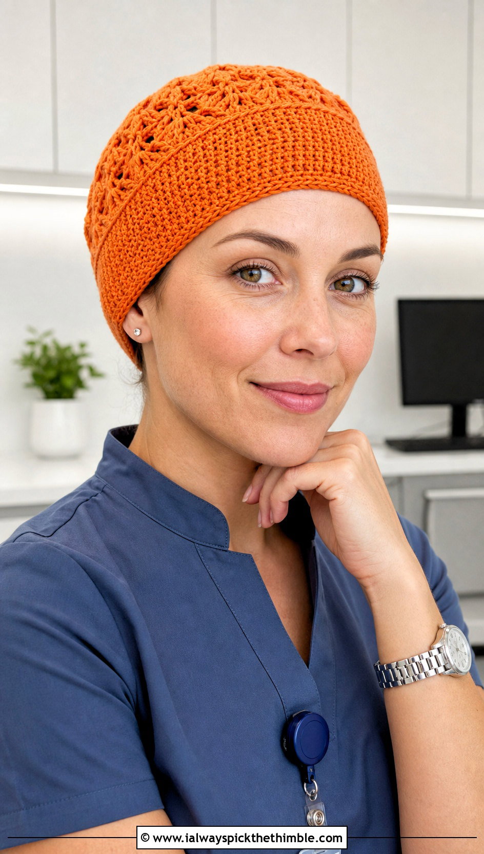Euro Crochet Scrub Cap With Tailored Scrubs - 20 Crochet Scrub Cap outfit ideas