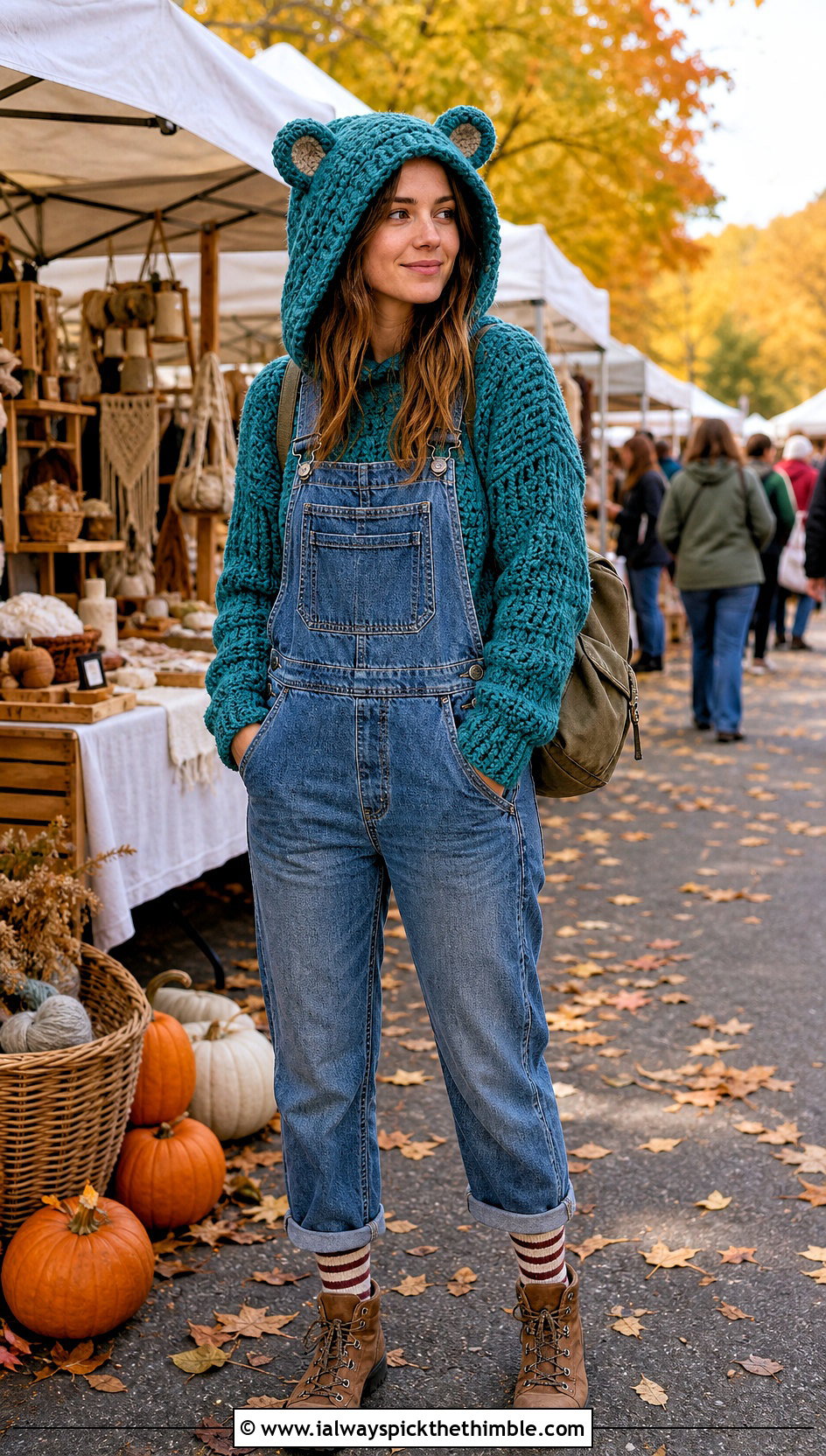 Ewok Hooded Crochet Sweater With Overalls - 20 Star Wars Crochet Sweater outfit ideas
