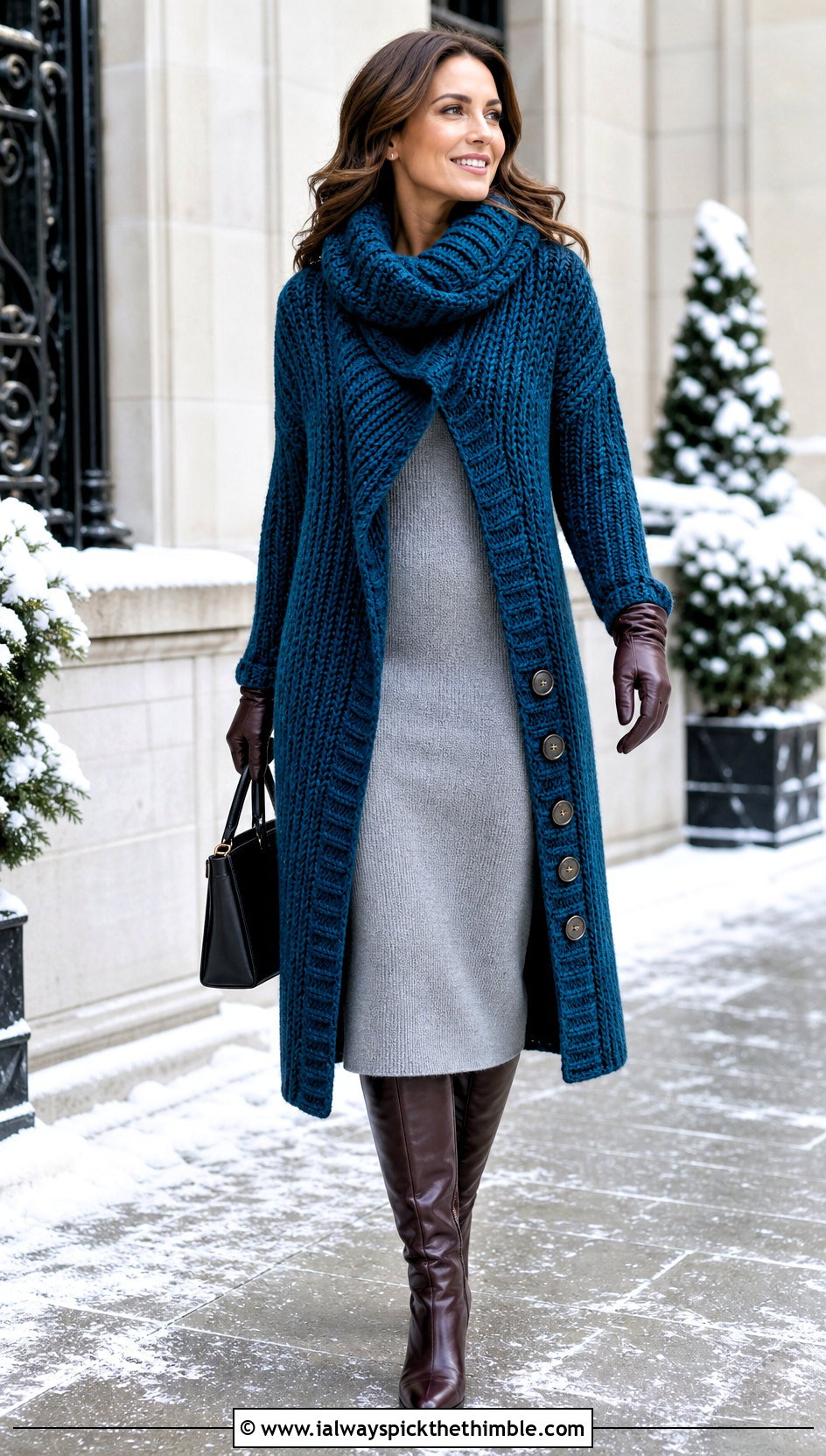 Extra Long Azel Crochet Pullover Over A Knit Dress - 20 azel crochet pullover outfit ideas