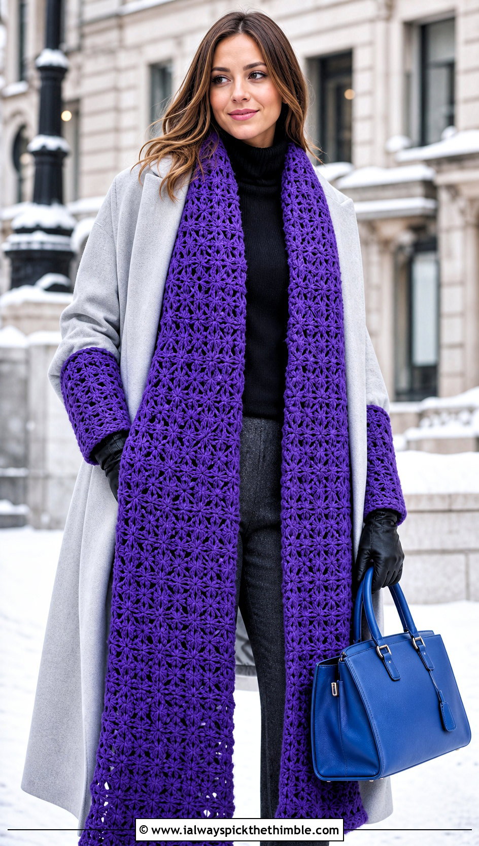 Extra Long Crochet Scarf With Sleeves And Winter Coat - 15 Crochet For Scarf With Sleeves outfit ideas
