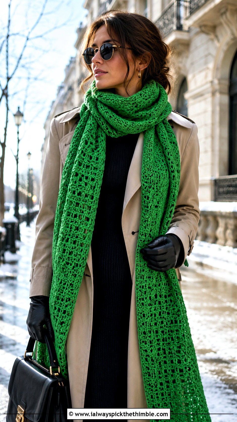 Extra Long Crochet Scarf With Trench Coat - 25 crochet winter scarf outfit ideas