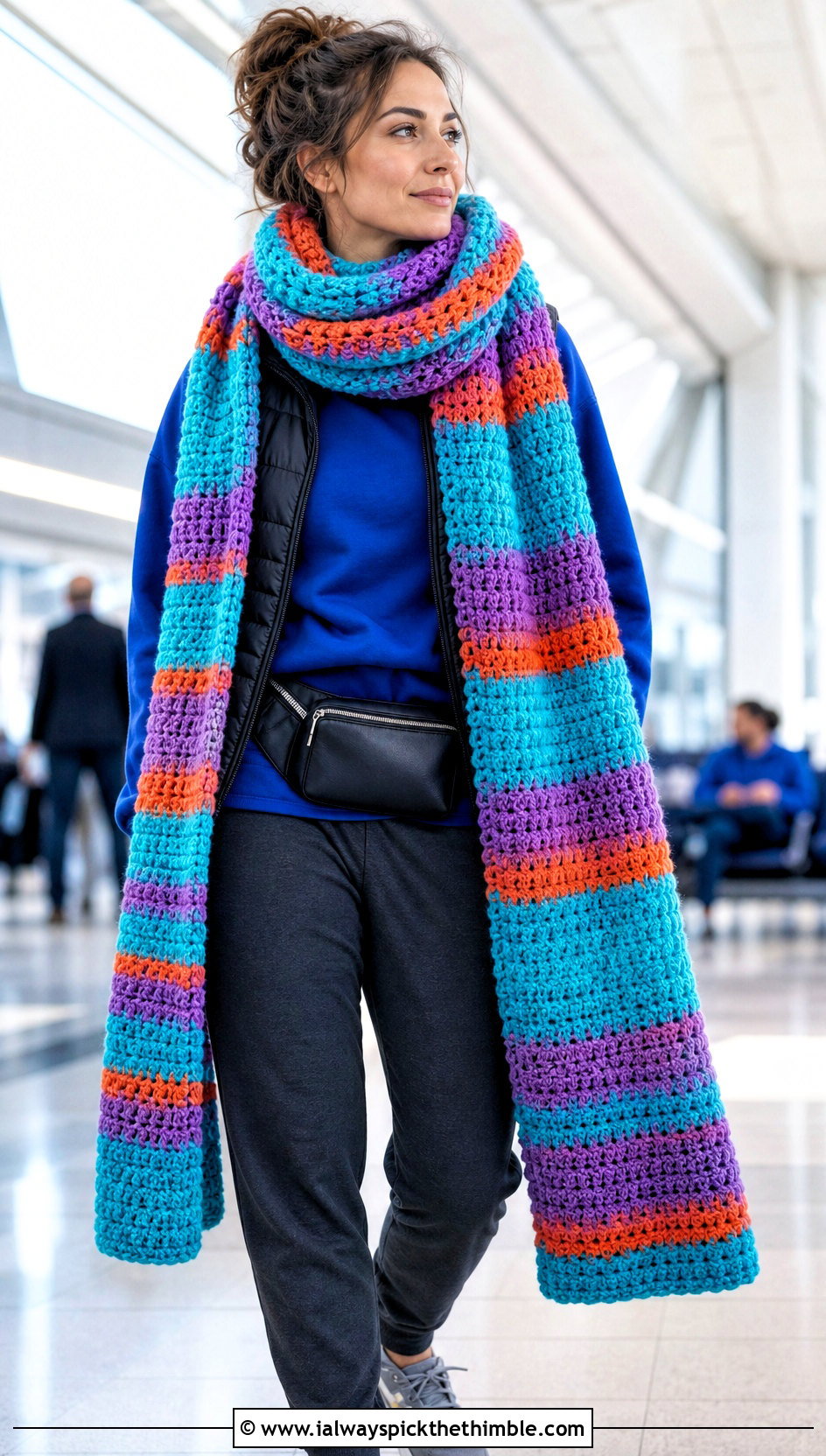 Extra Long Tom Baker Scarf With Athleisure Layers - 15 crochet tom baker scarf outfit ideas