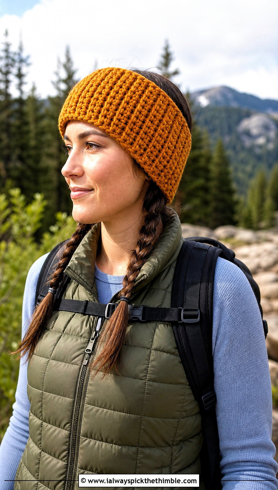 Extra Wide Ribbed Crochet Headband With Quilted Vest - 15 Cozy Ribbed Crochet Headband outfit ideas