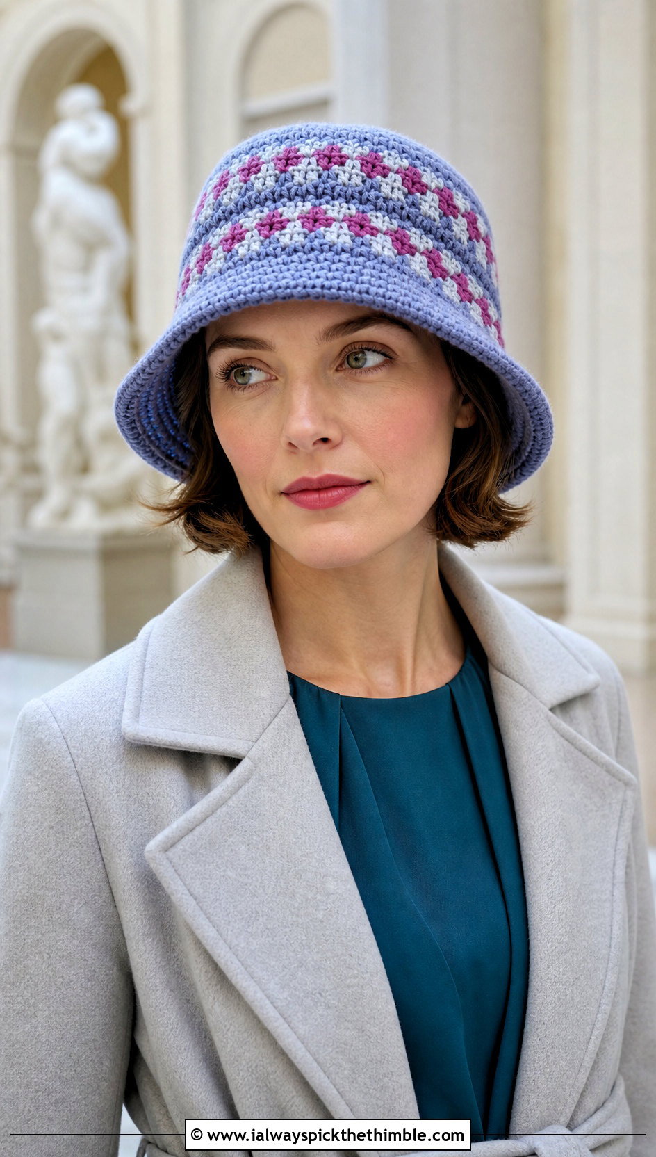 Fair Isle Crochet Cloche Hat With Midi Dress - 20 fair isle crochet hat outfit ideas