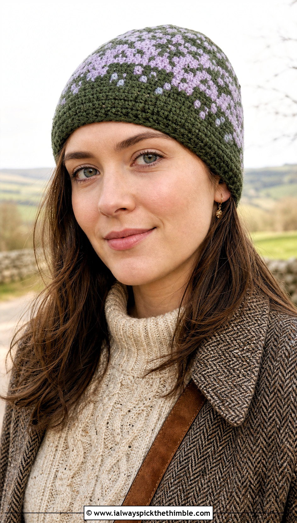 Fair Isle Two Color Crochet Beanie With Cable Sweater - 20 two color crochet beanie outfit ideas