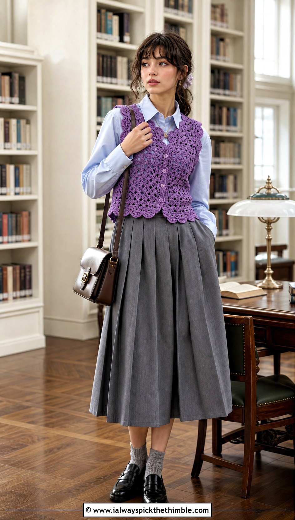 Fairy Core Scalloped Crochet Vest With Pleated Skirt - 20 Fairy Core Crochet Outfits ideas