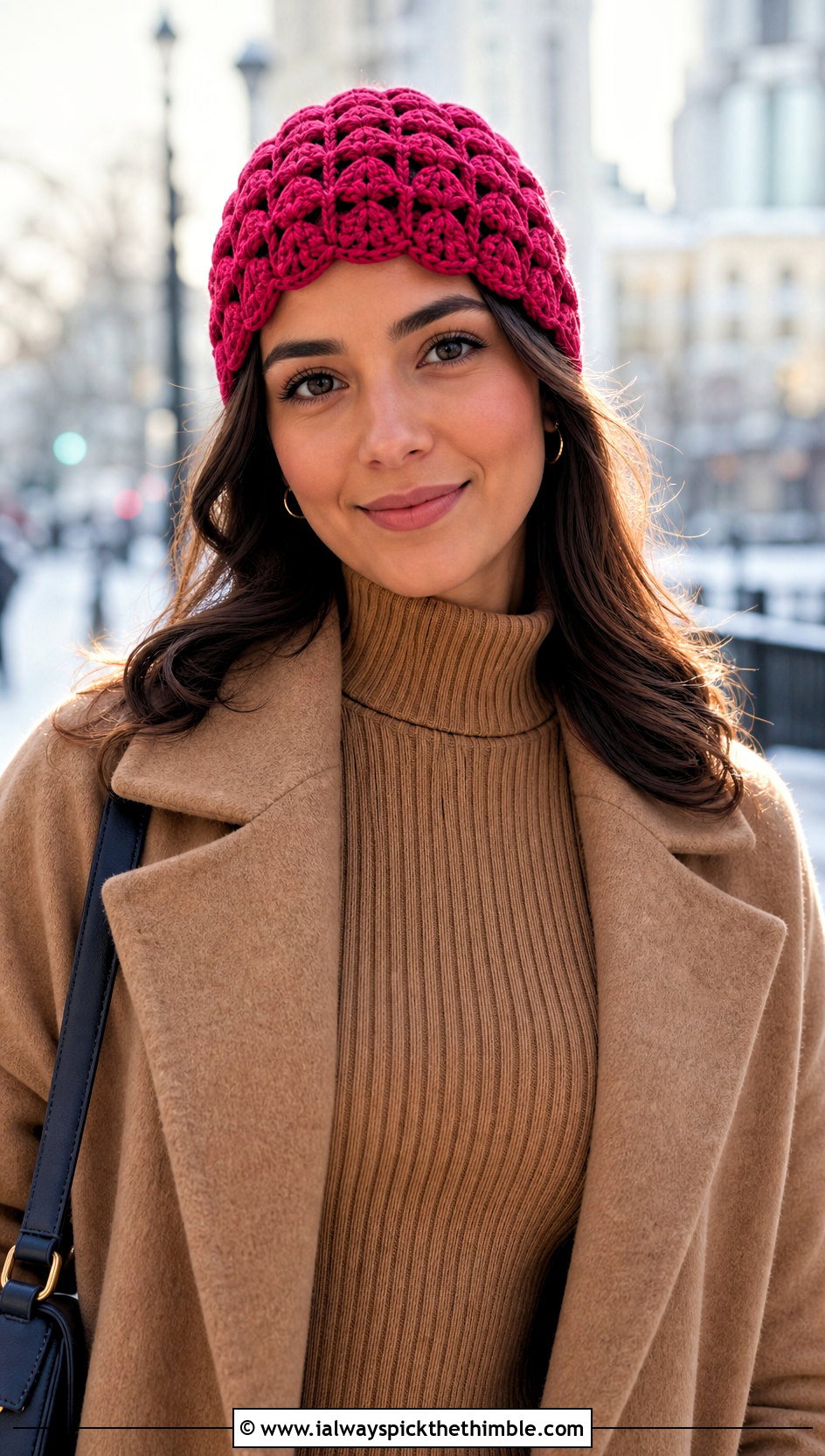 Fan Stitch Crochet Tiny Cap With Sweater Dress - 25 crochet tiny hat outfit ideas