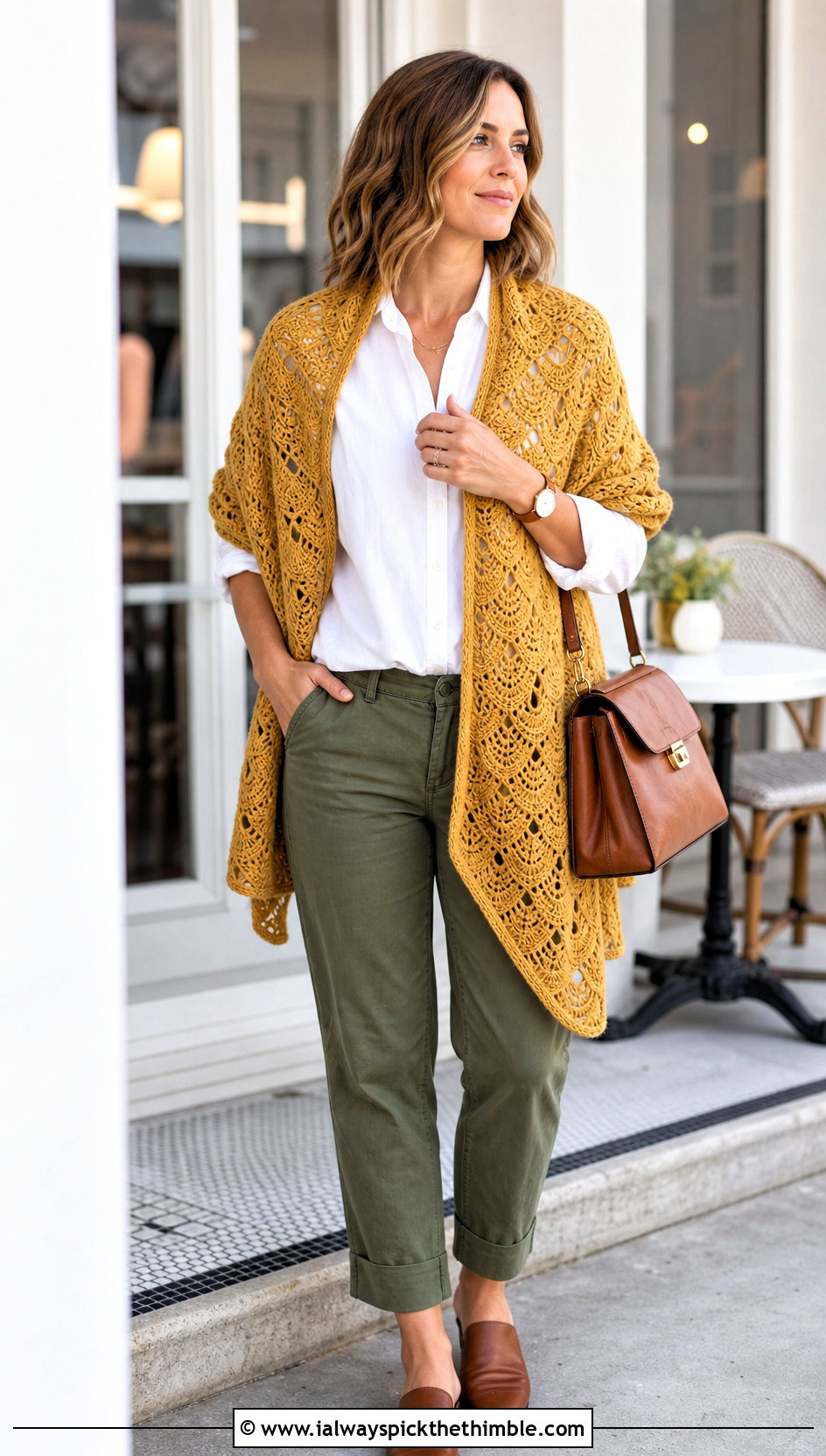 Fan Stitch Prayer Shawl With White Shirt - 25 easy crochet prayer shawls outfit ideas