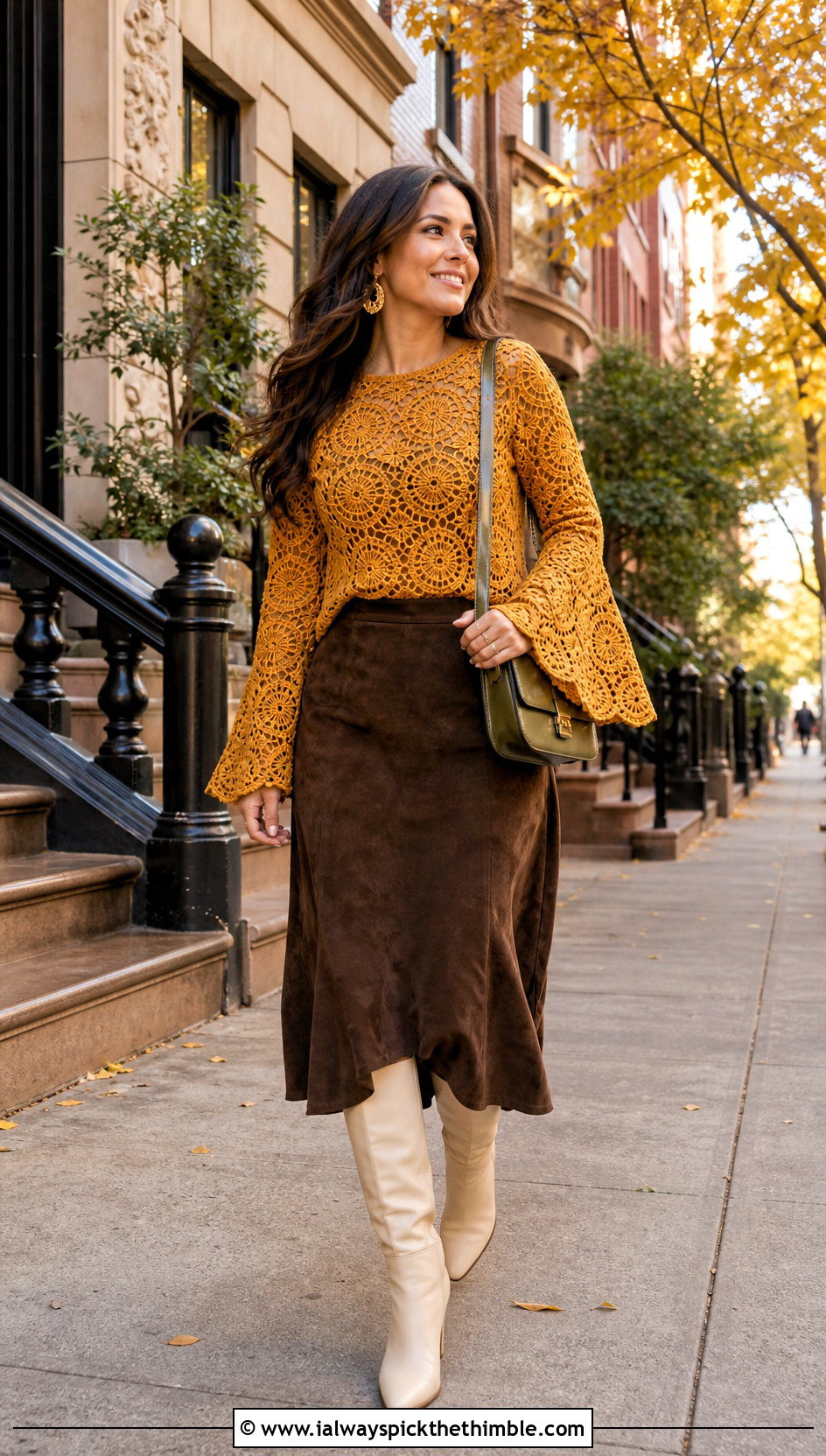 Farm Rio Bell Sleeve Crochet Top With Suede Skirt - 15 Farm Rio Crochet Top outfit ideas