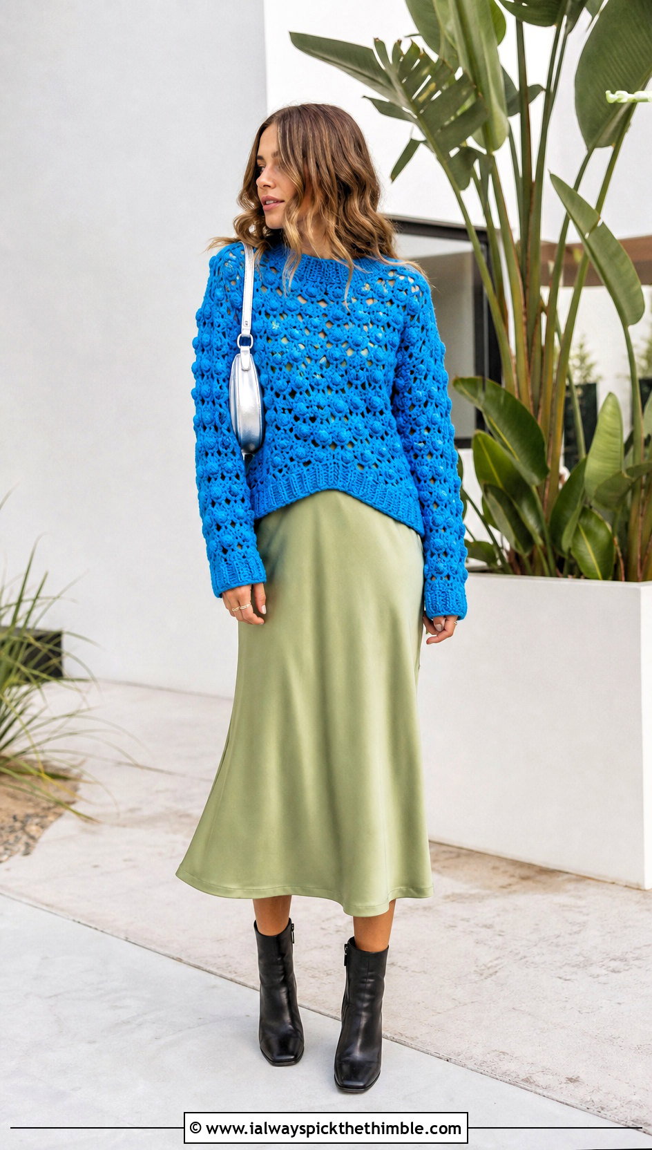 Farm Rio Chunky Crochet Sweater With Slip Dress - 15 farm rio crochet sweater outfit ideas