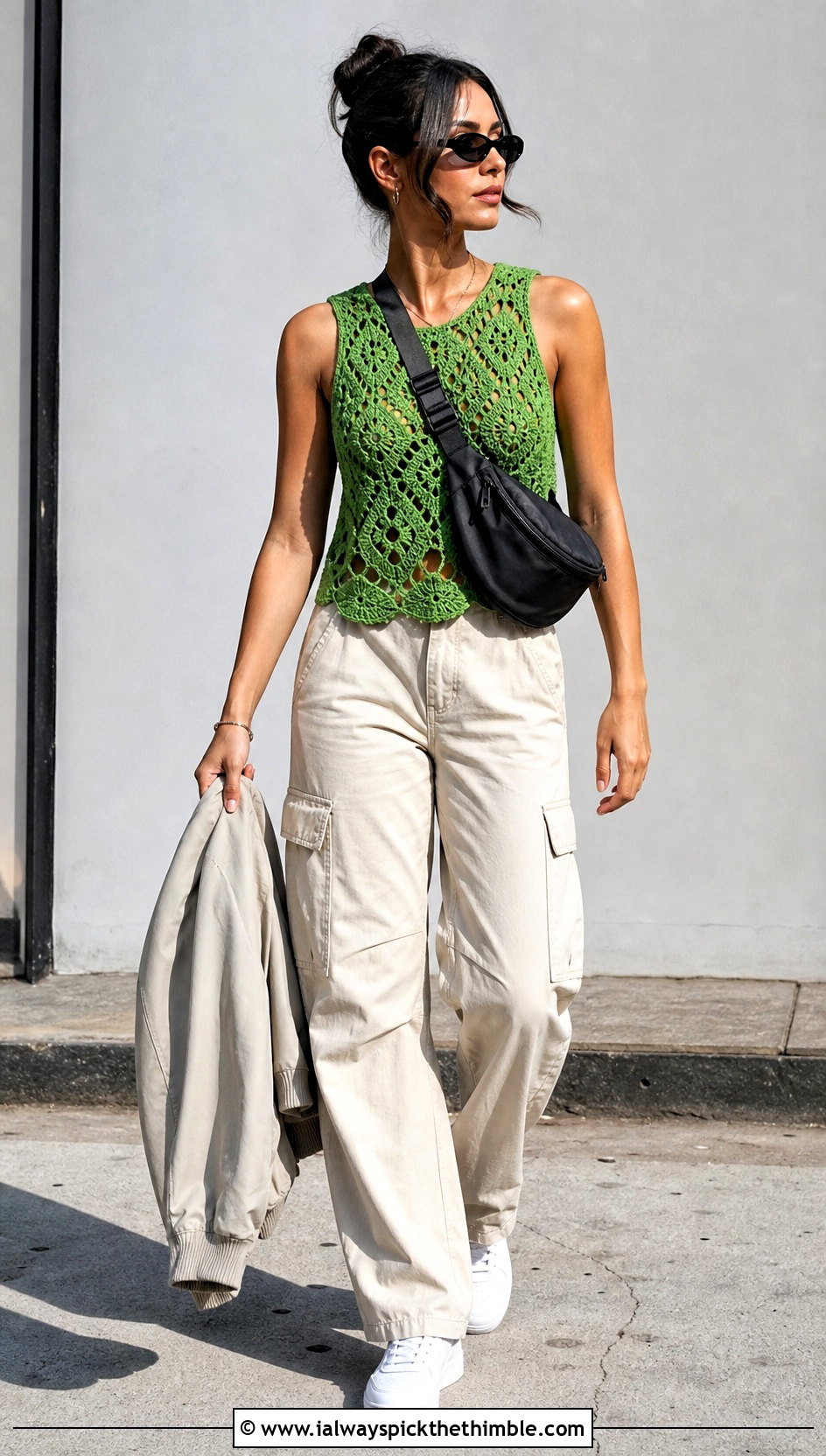 Farm Rio Crochet Tank Top With Cargo Pants - 15 Farm Rio Crochet Top outfit ideas