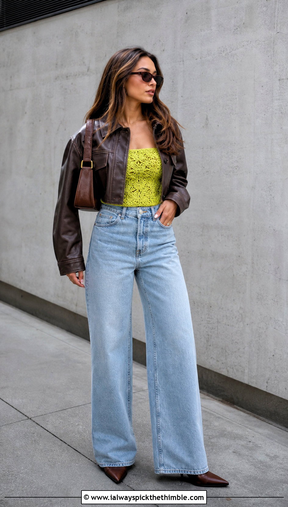 Farm Rio Crochet Tube Top With Leather Jacket - 15 Farm Rio Crochet Top outfit ideas