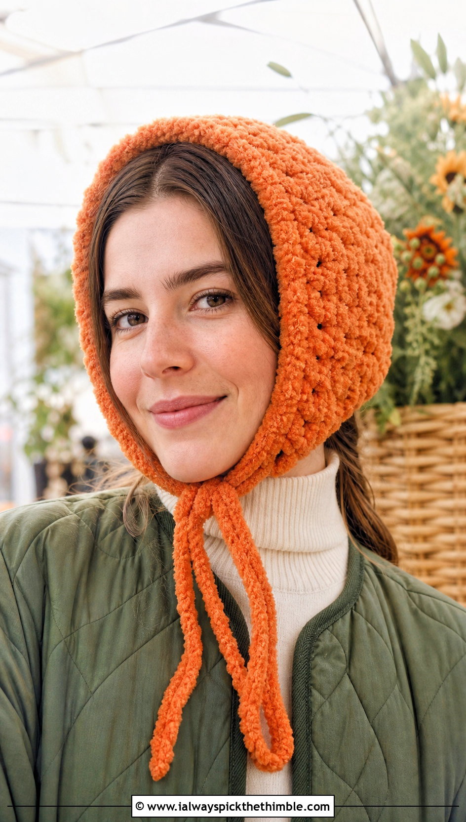 Faux Fur Crochet Bonnet With Quilted Jacket - 20 faux fur crochet hat outfit ideas