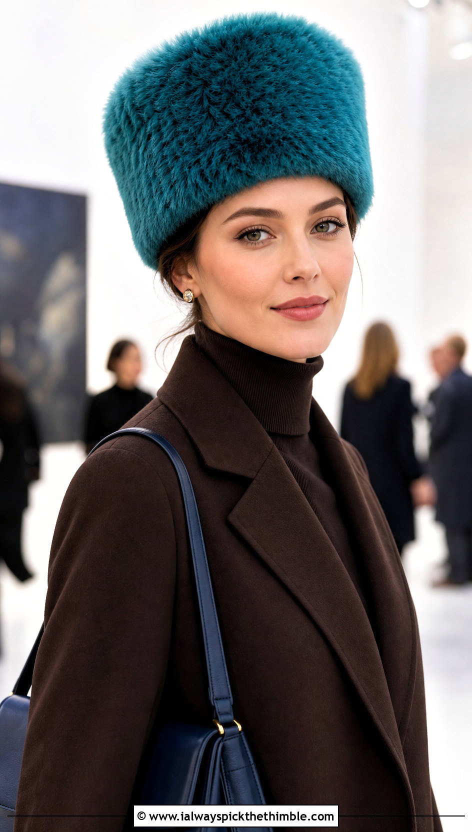 Faux Fur Crochet Cossack Hat With Monochrome Outfit - 25 crochet fur hat outfit ideas