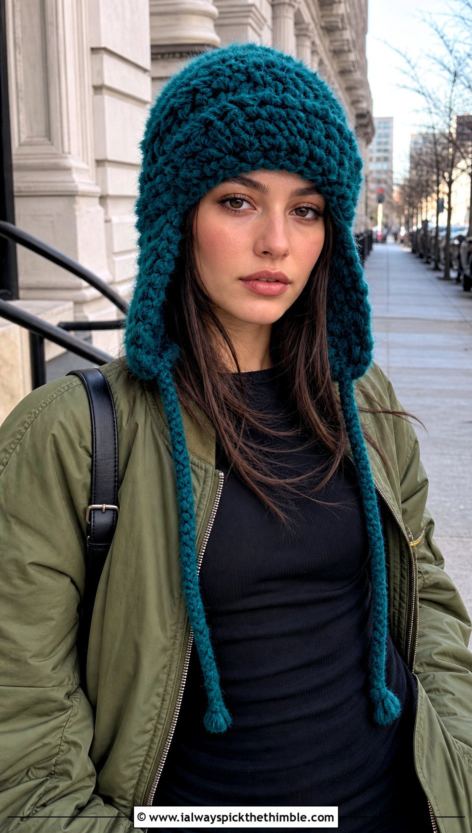 Faux Fur Crochet Earflap Hat With Bomber Jacket - 20 faux fur crochet hat outfit ideas