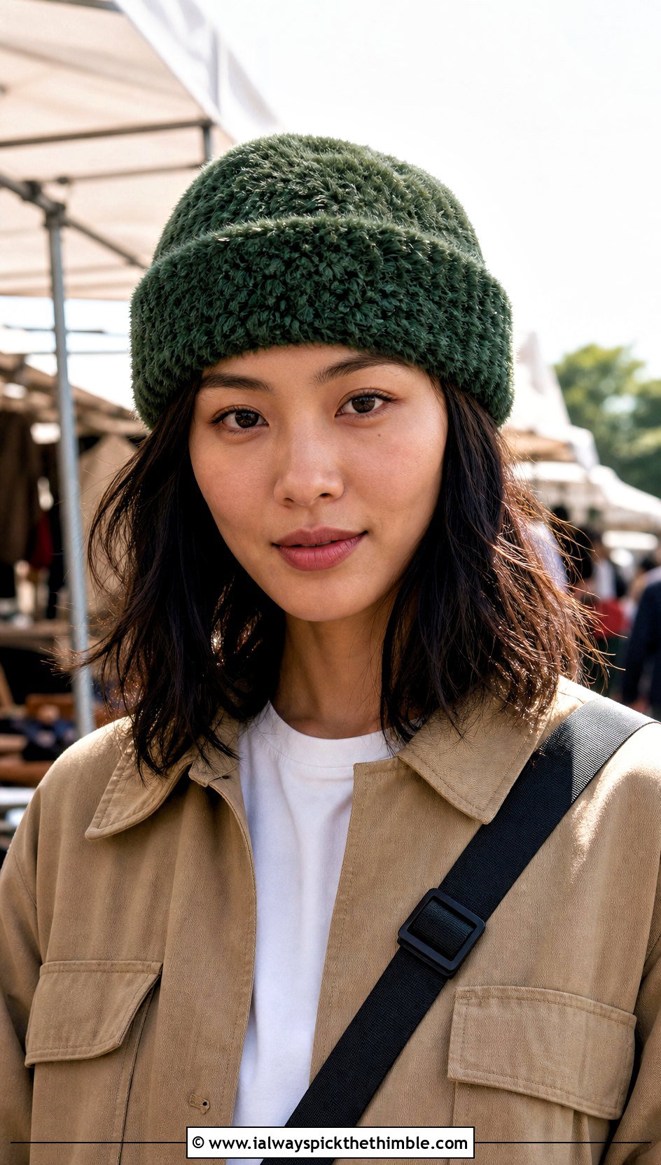 Faux Fur Crochet Fisherman Beanie With Utility Jacket - 20 faux fur crochet hat outfit ideas
