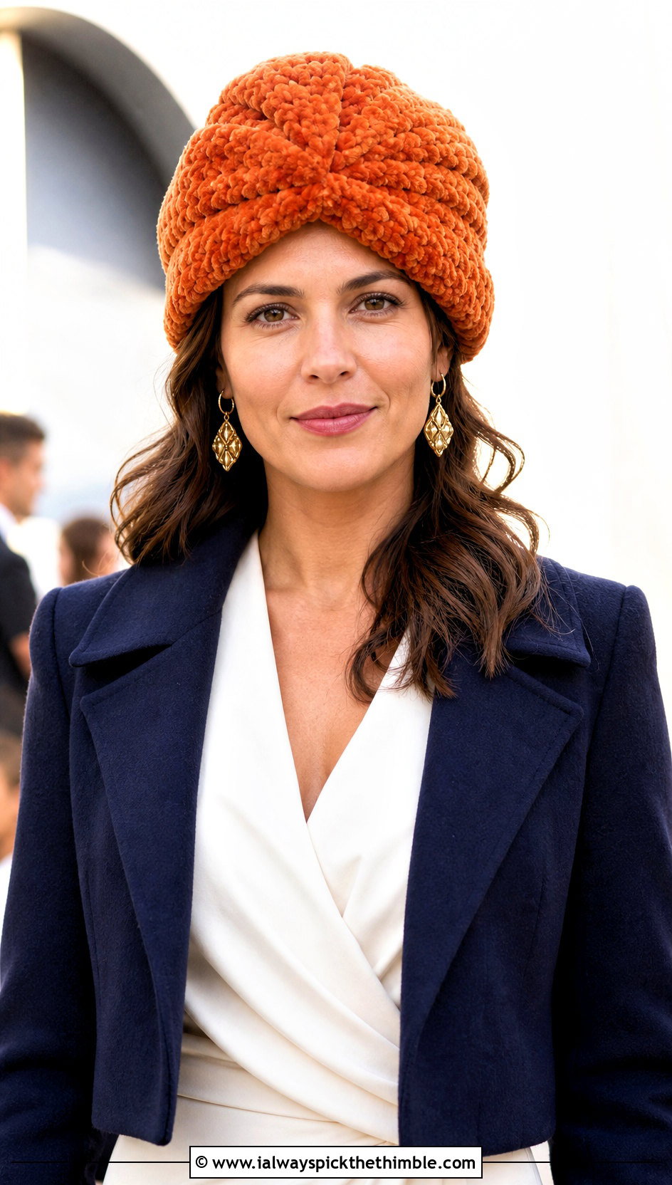 Faux Fur Crochet Turban Hat With Wrap Dress - 25 crochet fur hat outfit ideas