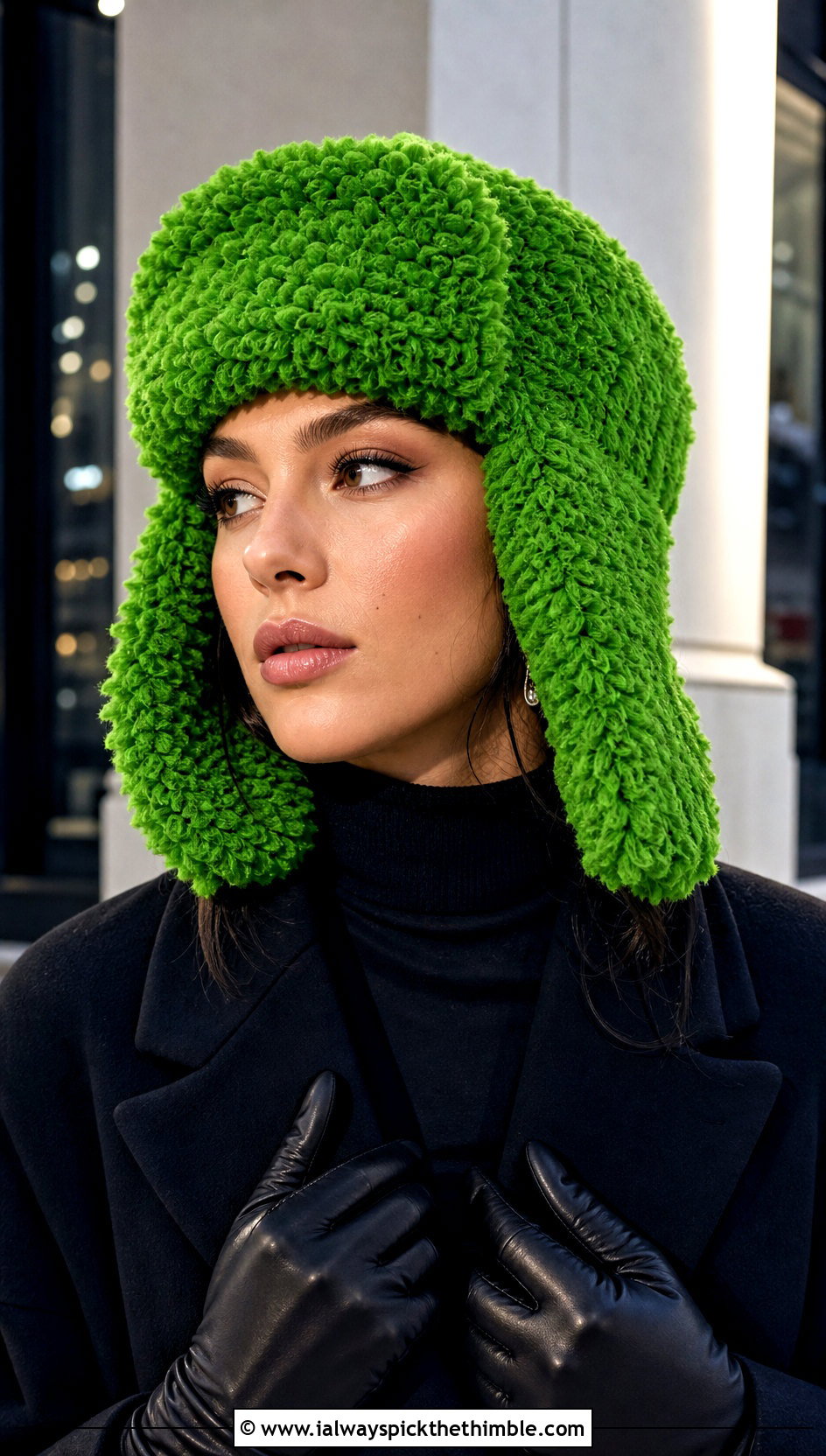 Faux Fur Stitch Crochet Ushanka With Monochrome Outfit - 25 crochet russian hat outfit ideas